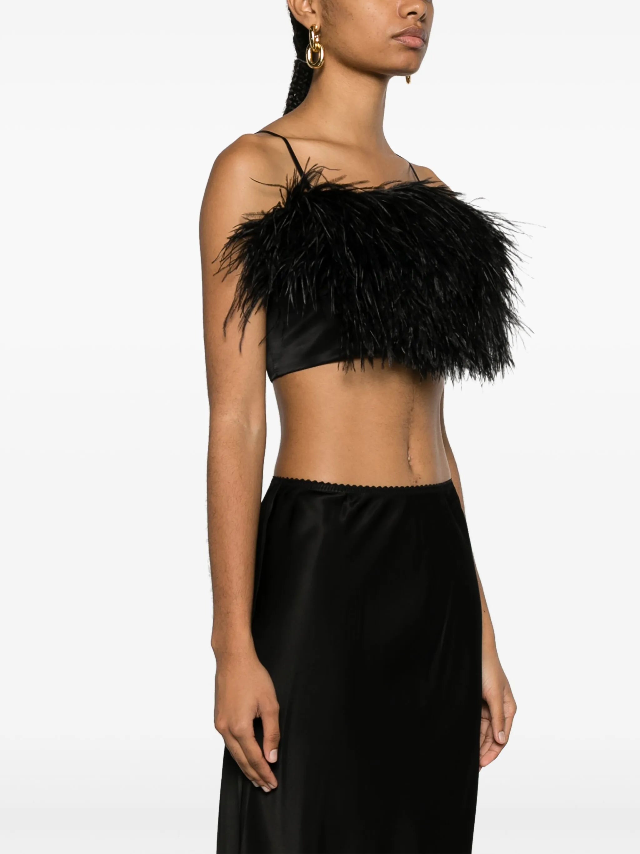 Boheme feather satin top