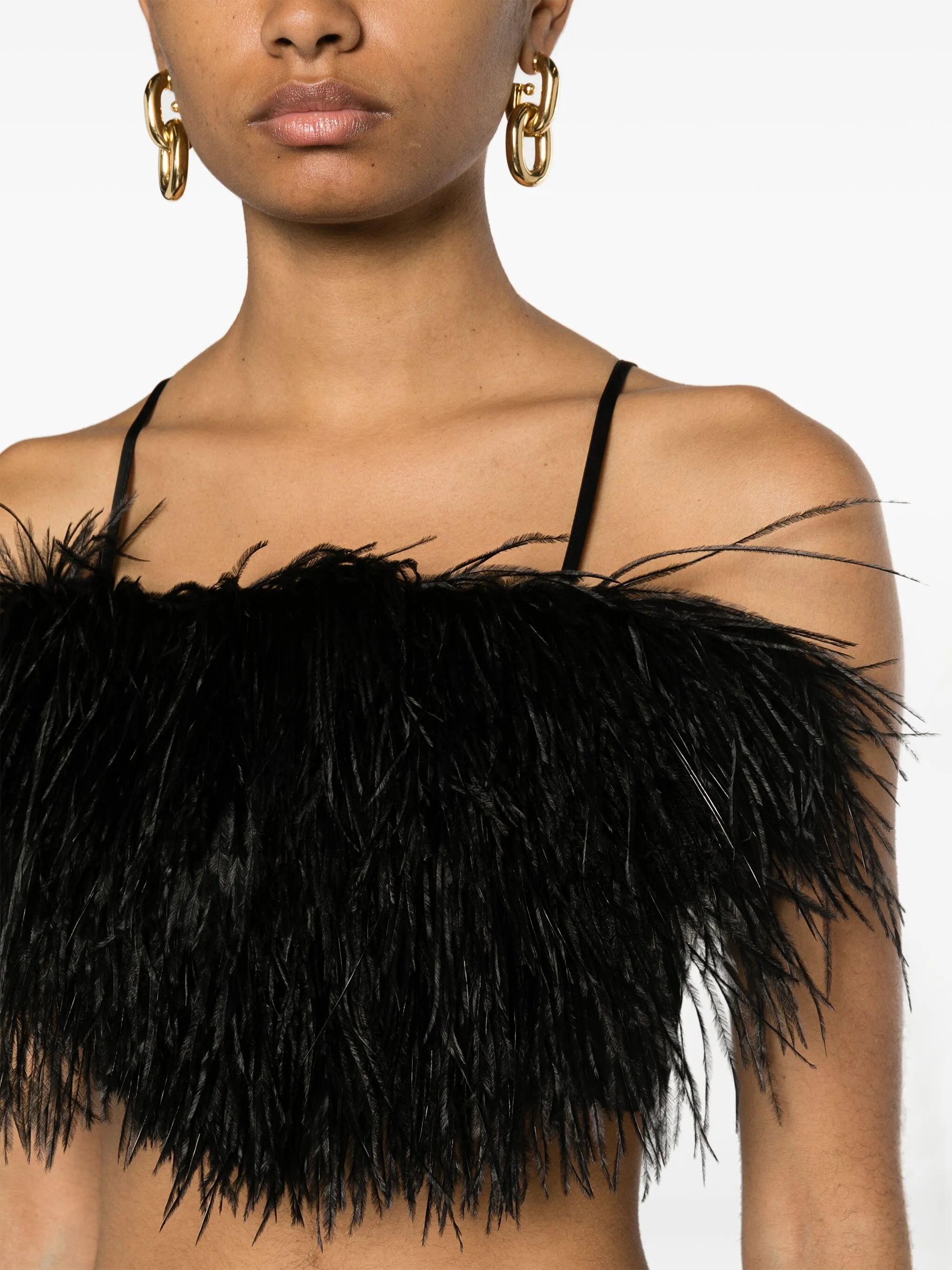 Boheme feather satin top