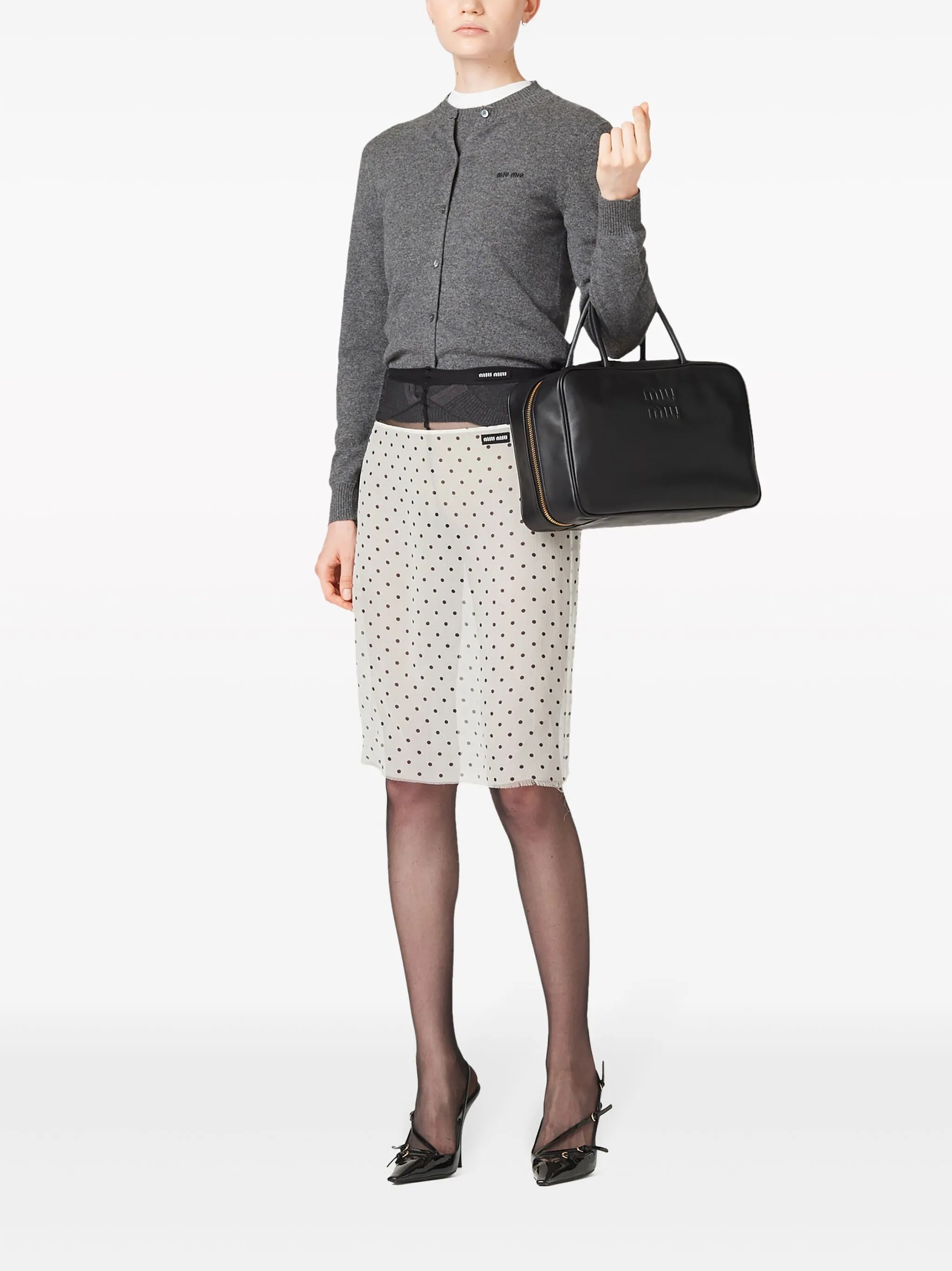 polka-dot midi skirt