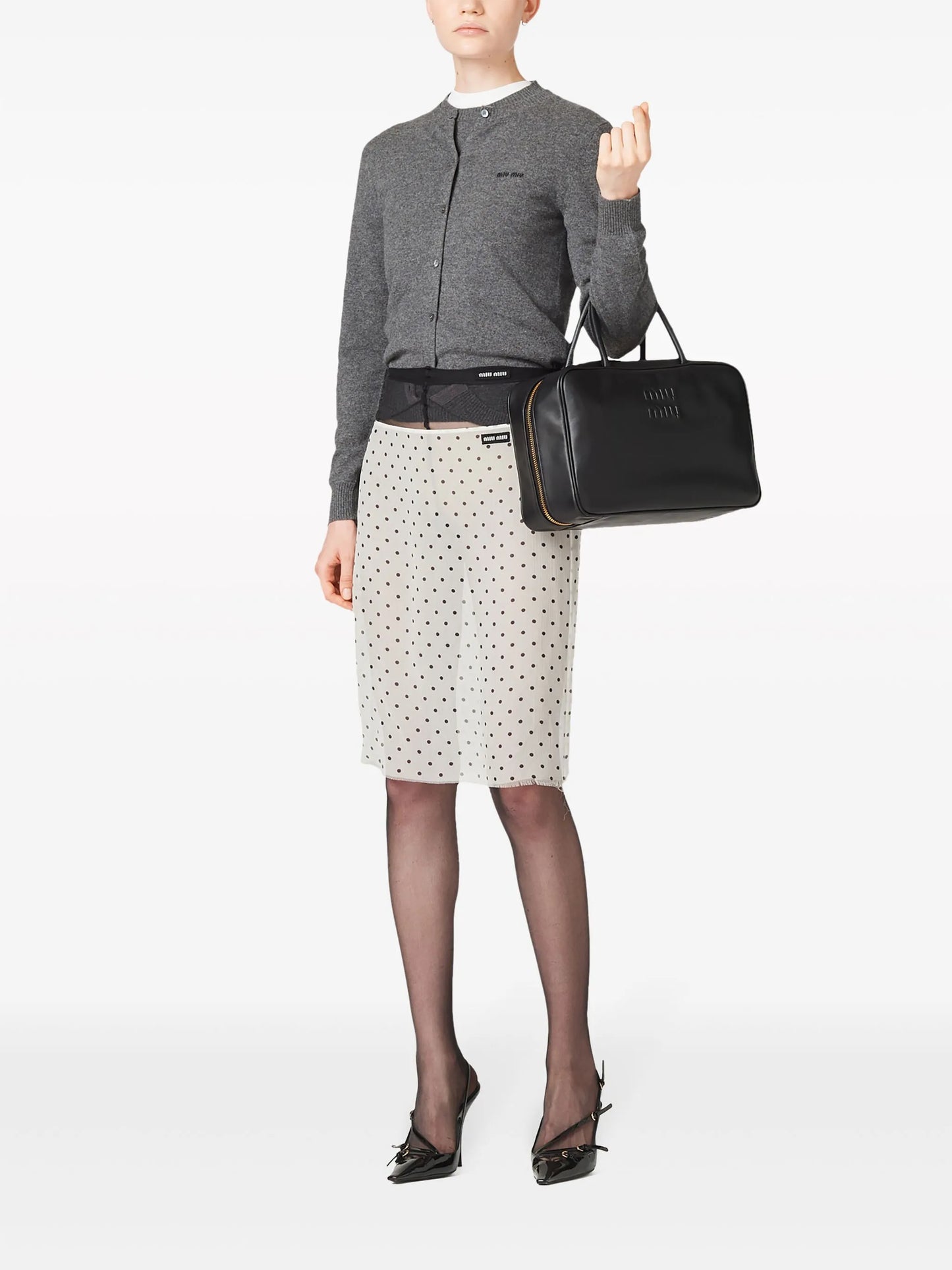 polka-dot midi skirt