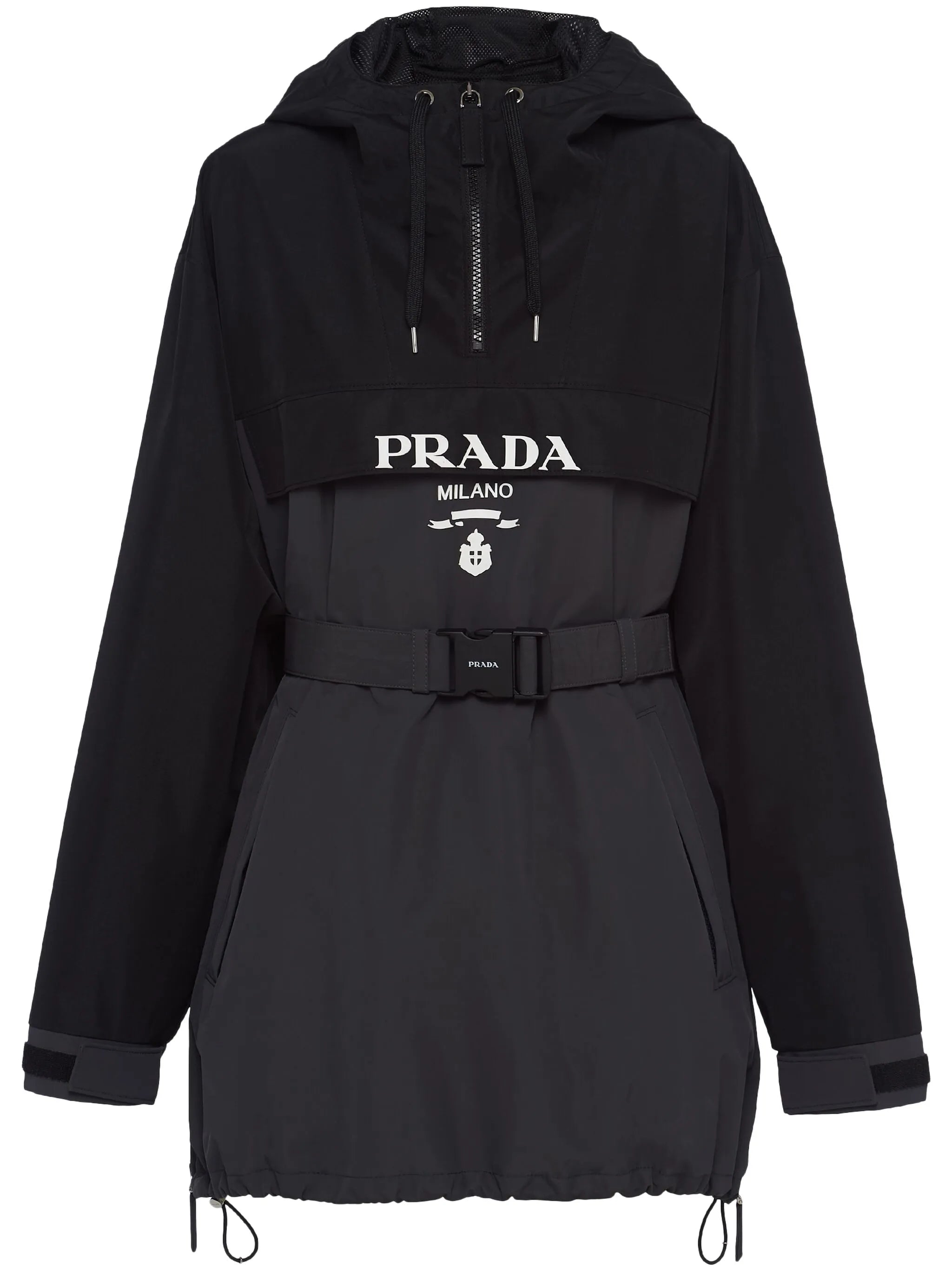 logo-print drawstring-hood jacket