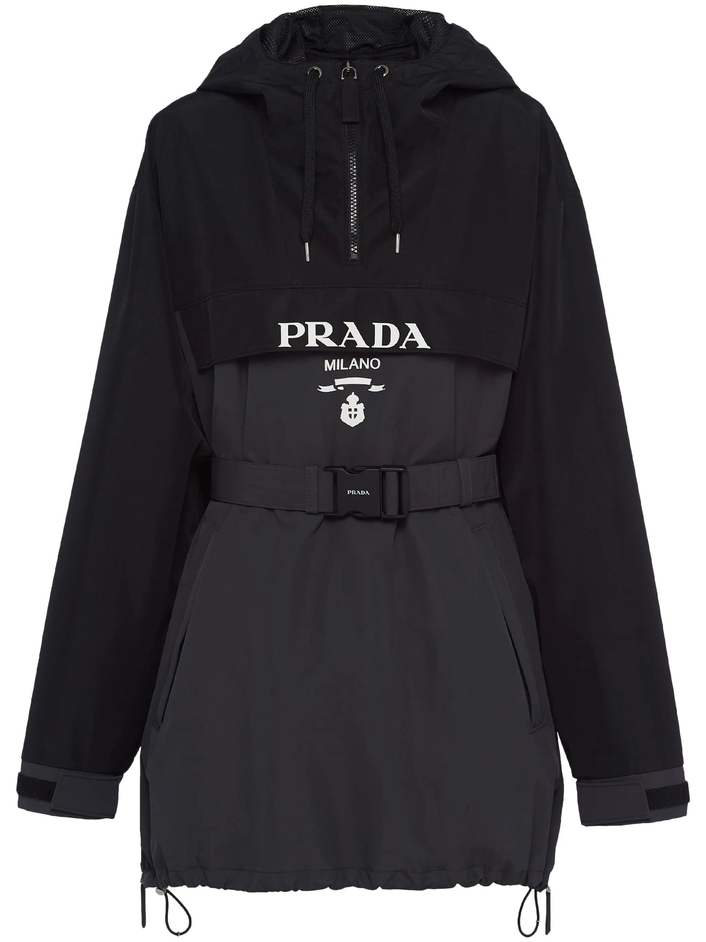 logo-print drawstring-hood jacket