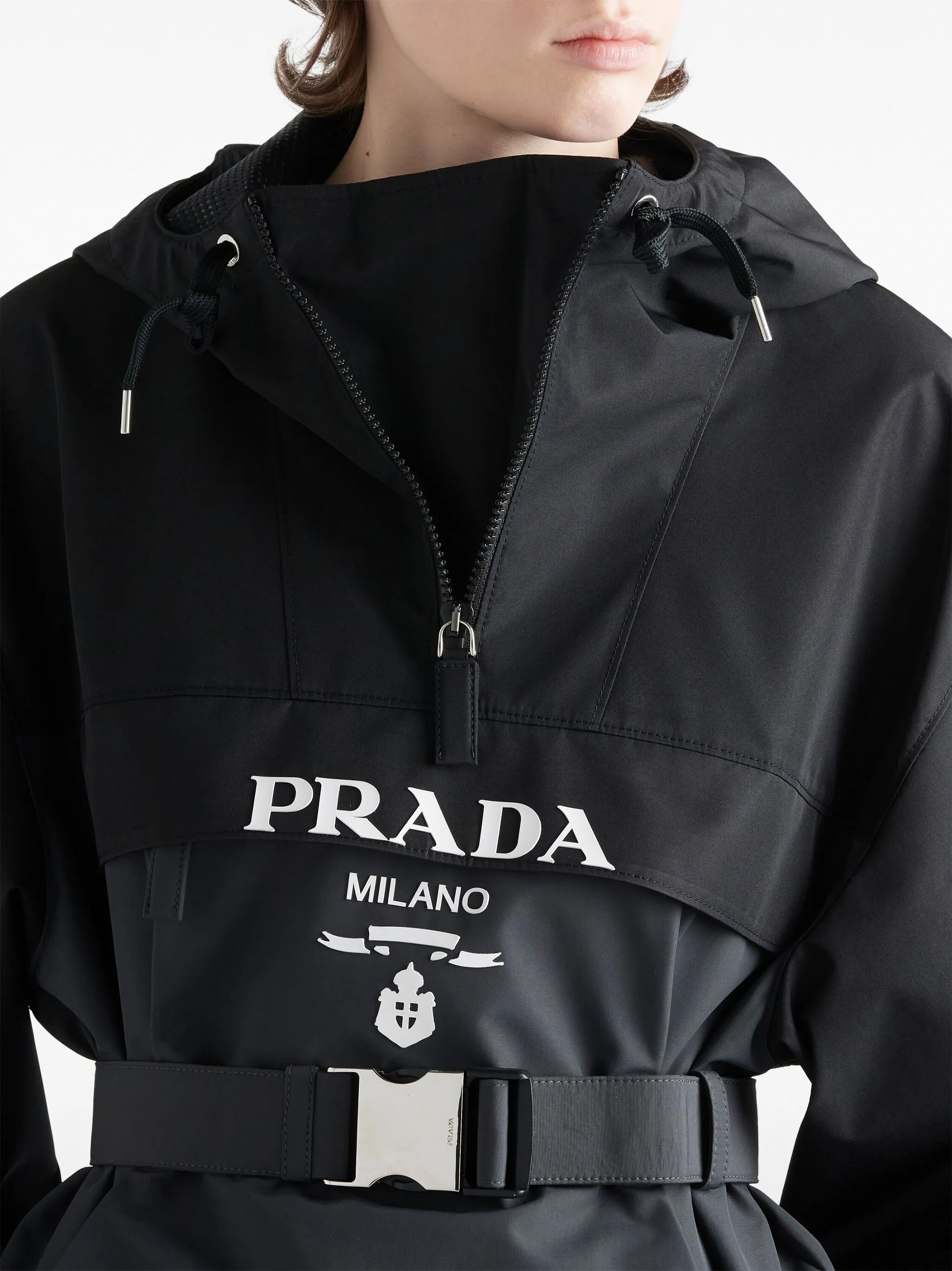 logo-print drawstring-hood jacket