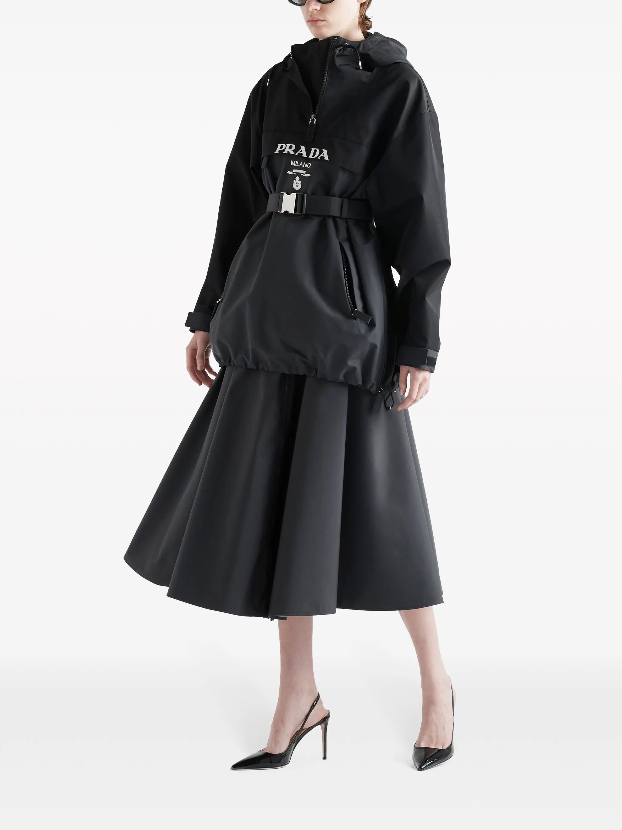 logo-print drawstring-hood jacket