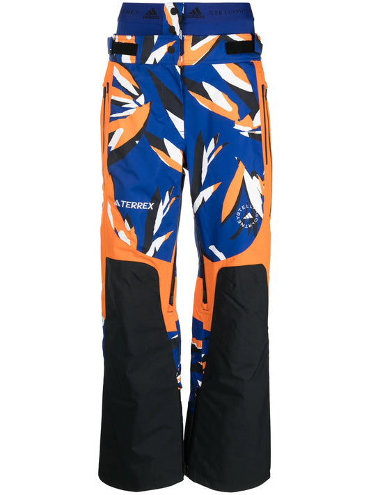abstract-print panelled track pants