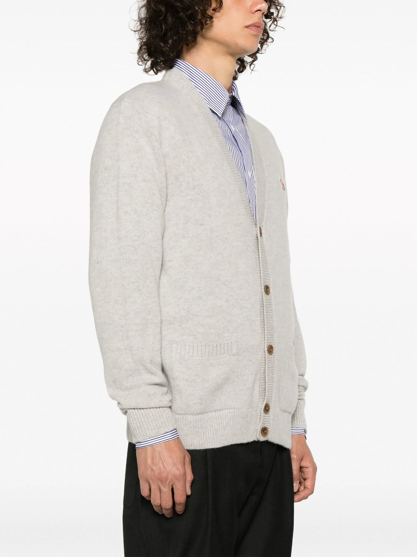 fox-motif V-neck cardigan