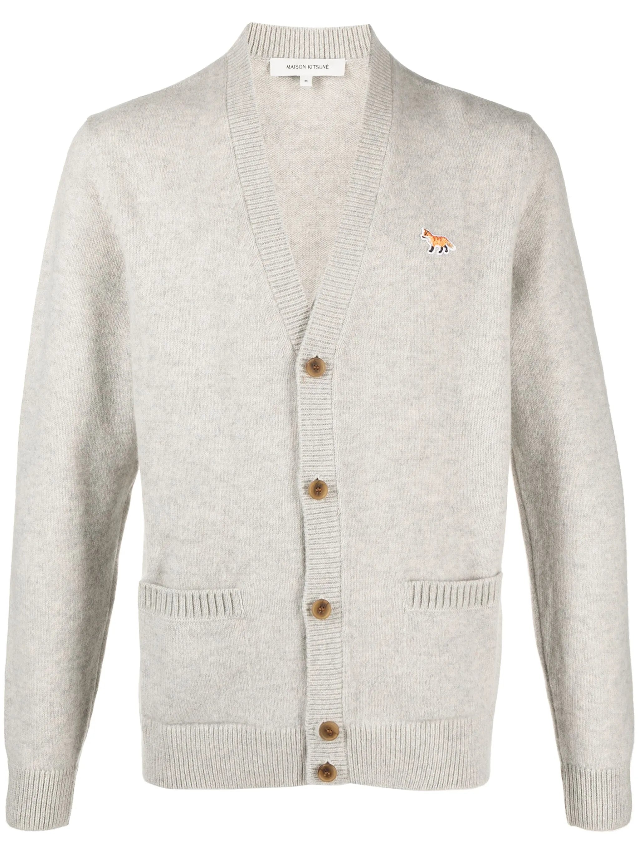 fox-motif V-neck cardigan