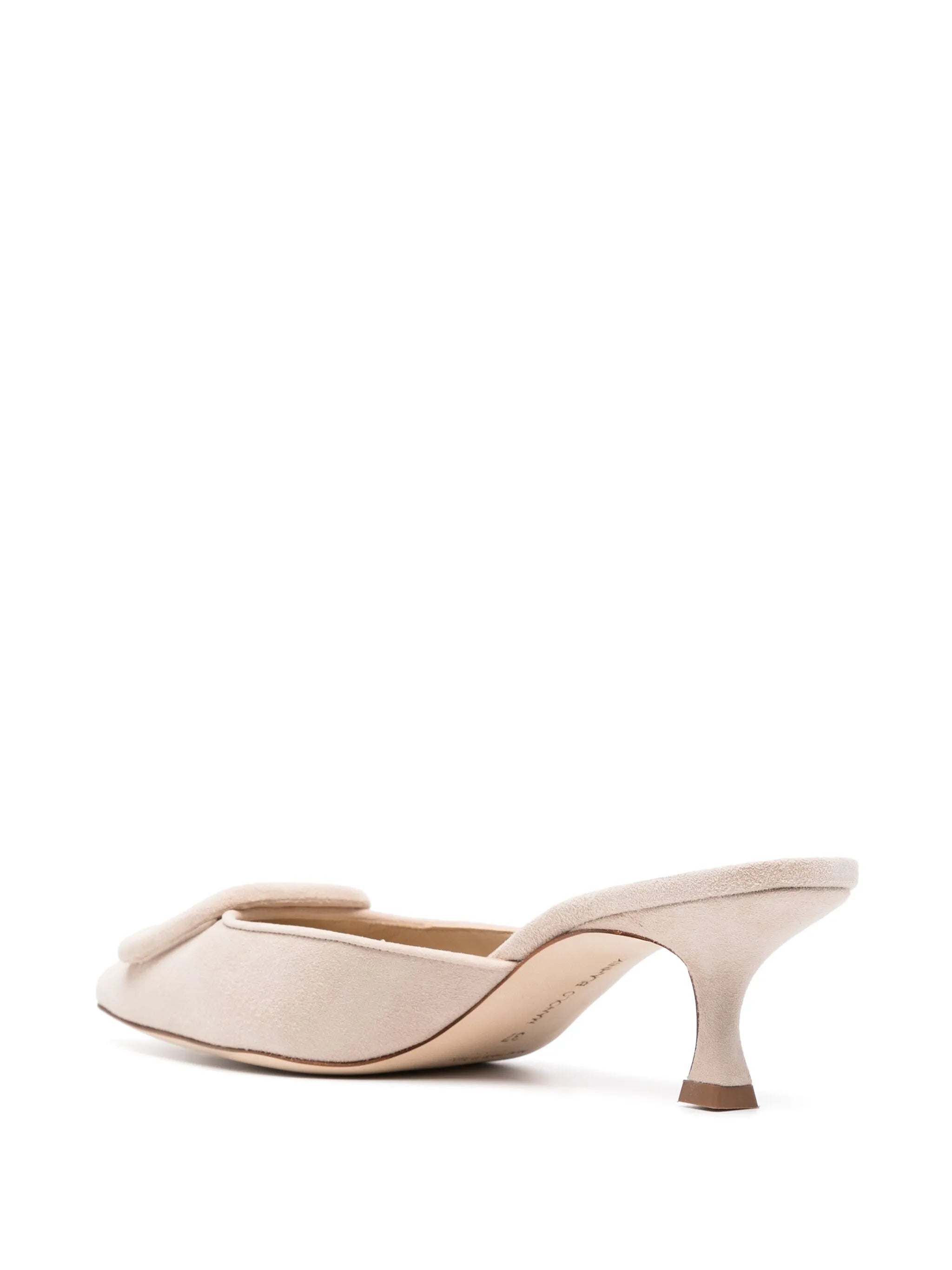 Maysale 50 suede buckle detail mules