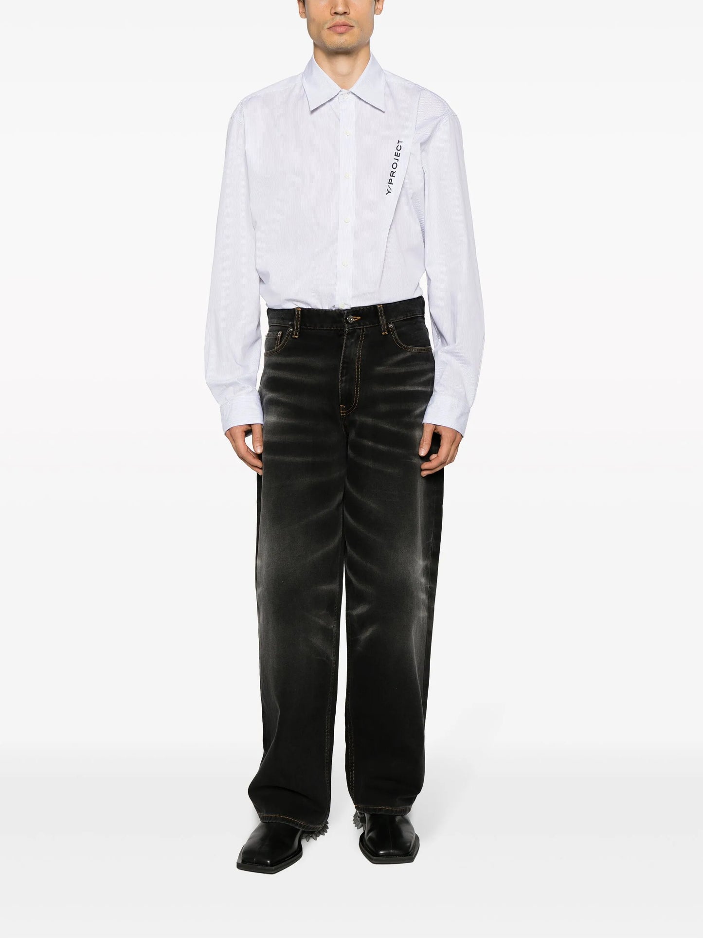 washed wide-leg jeans