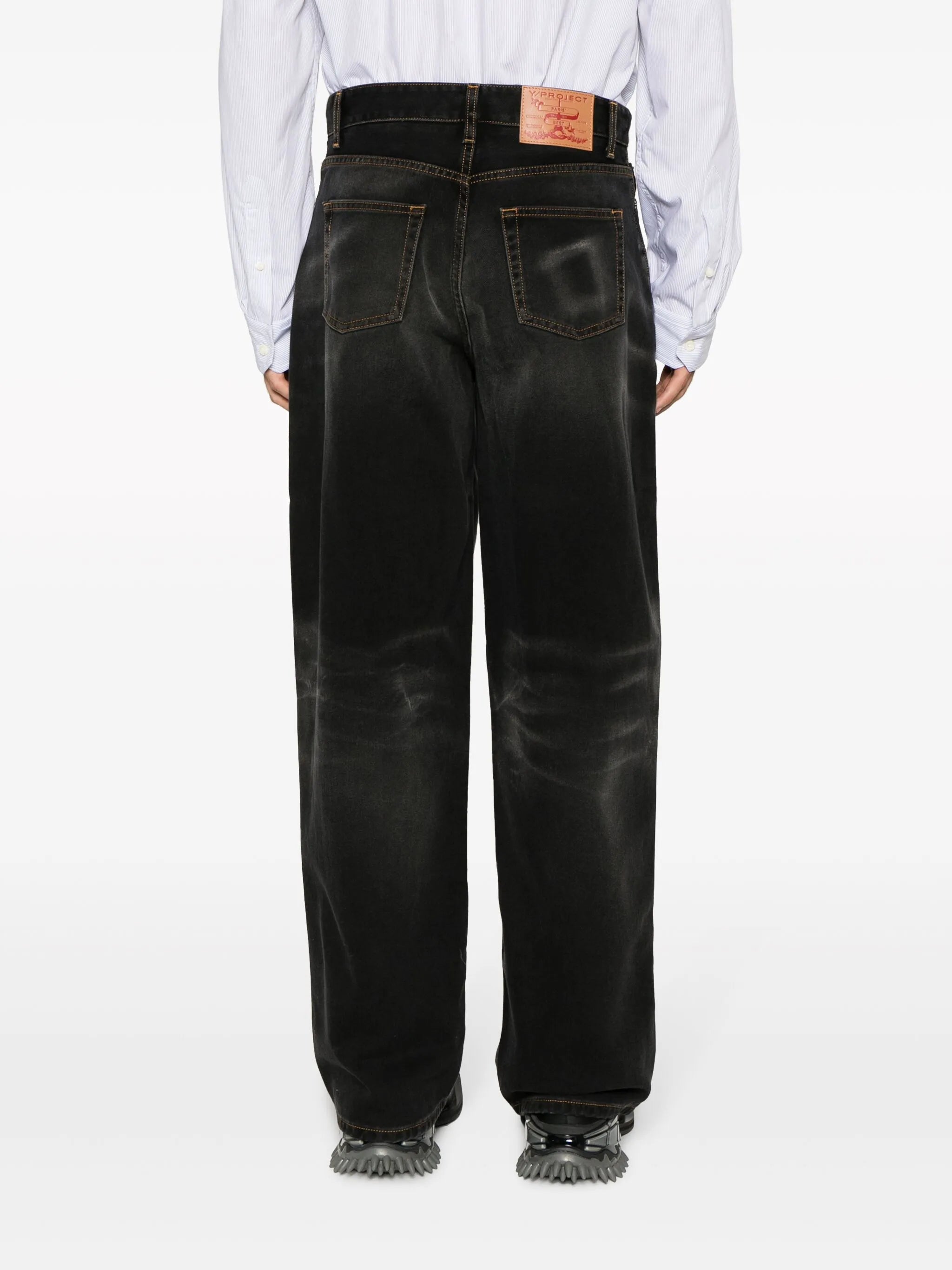 washed wide-leg jeans
