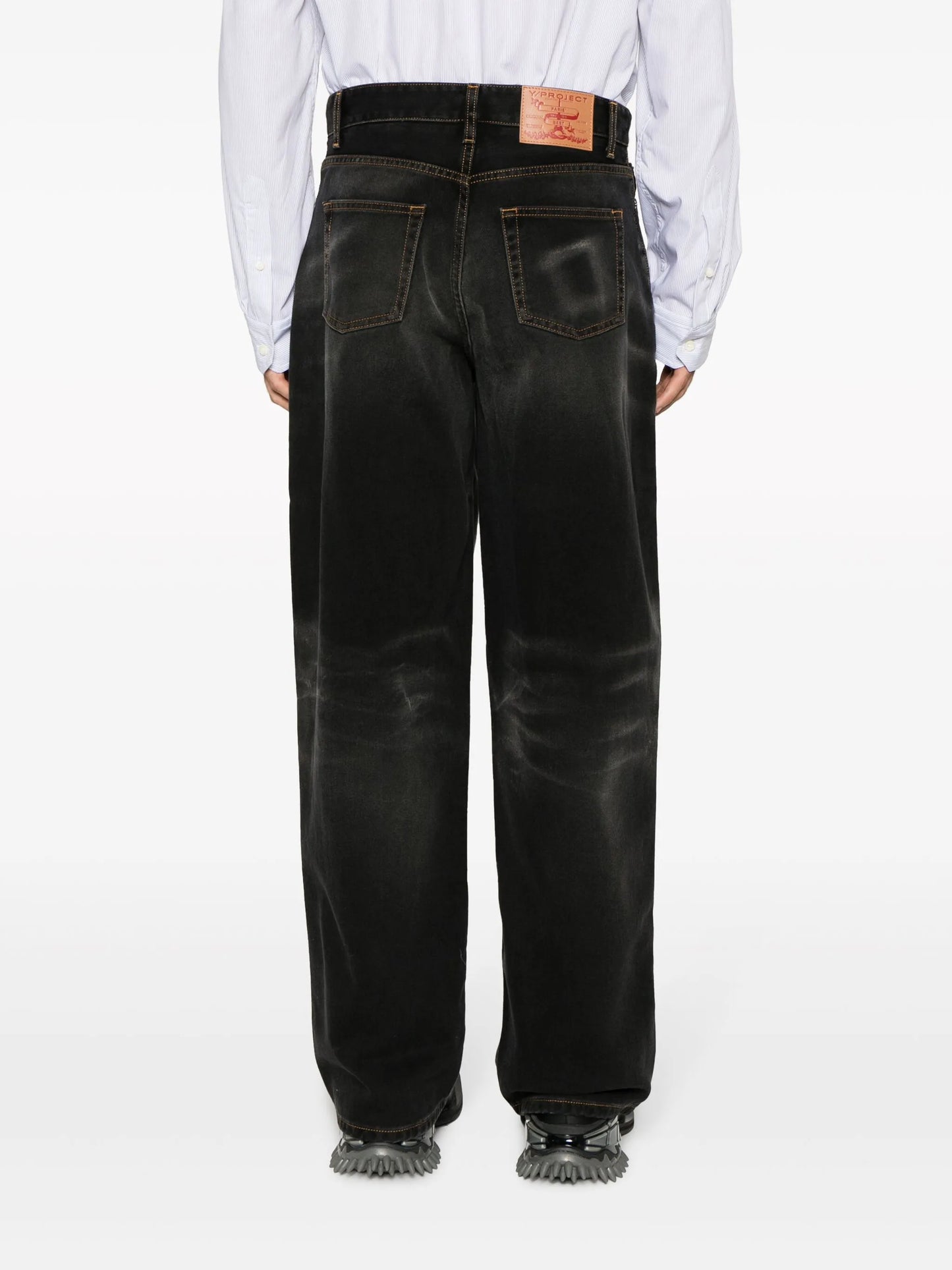 washed wide-leg jeans