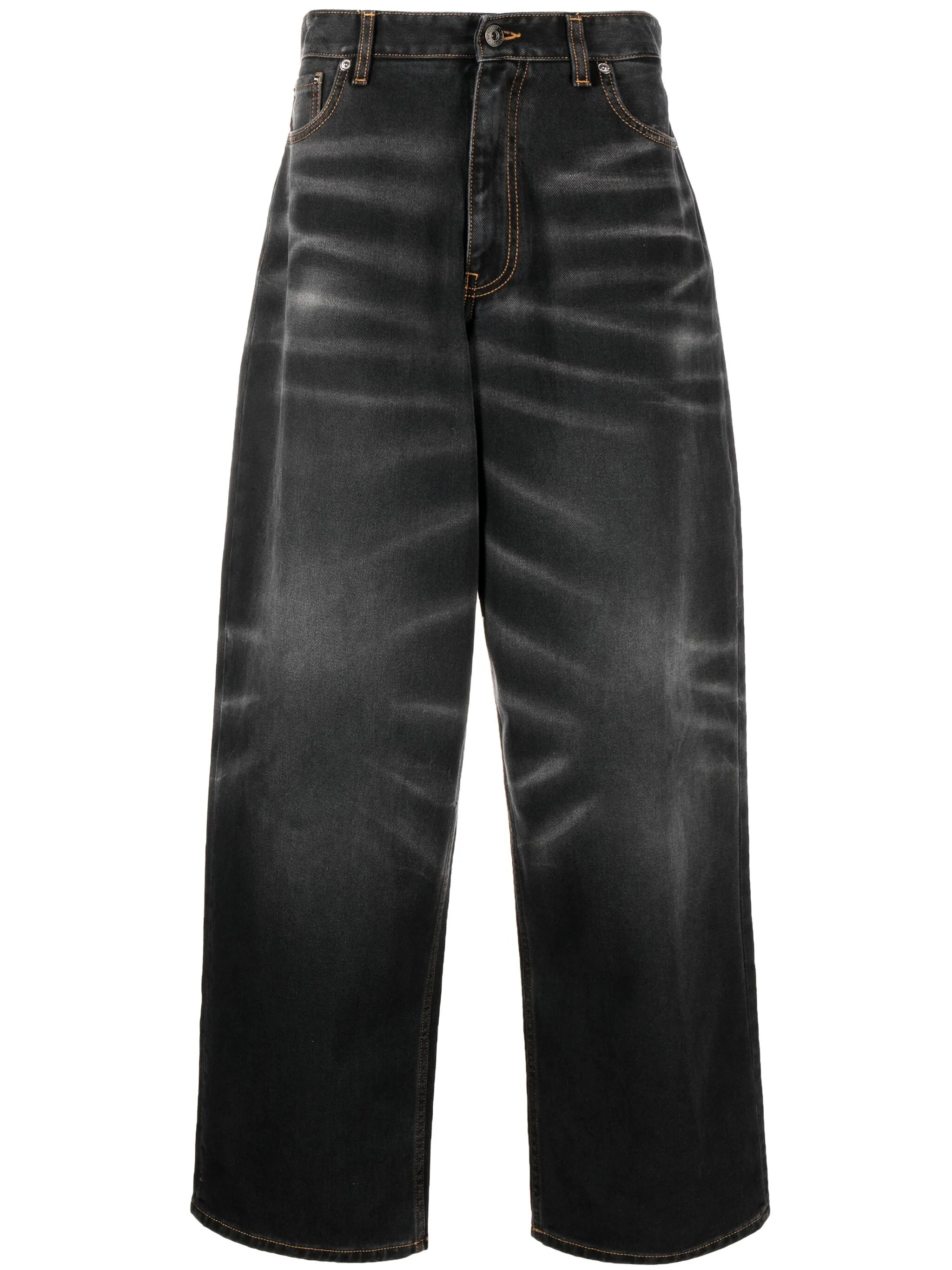 washed wide-leg jeans
