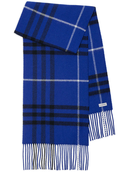 check-pattern fringed scarf