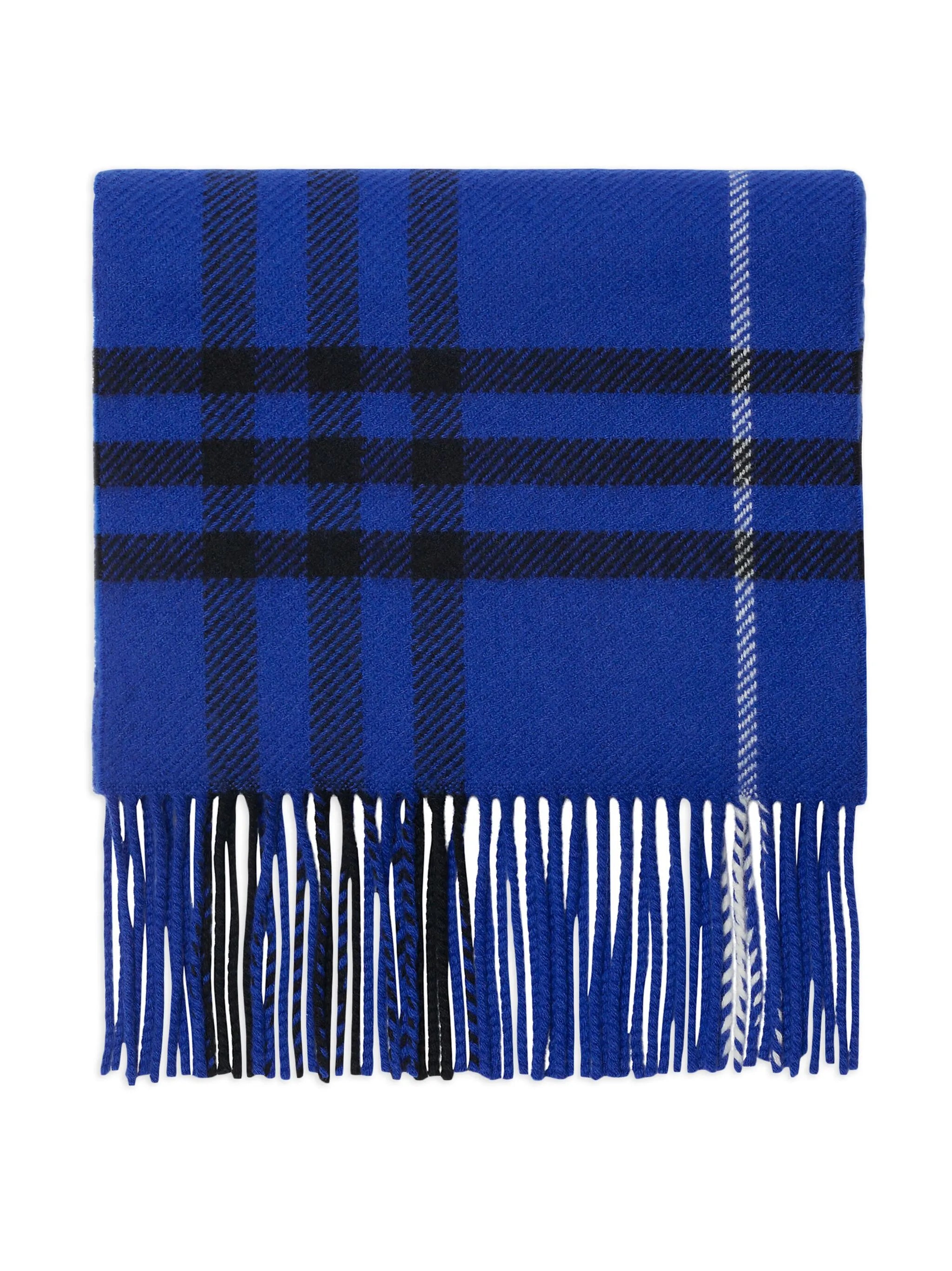 check-pattern fringed scarf