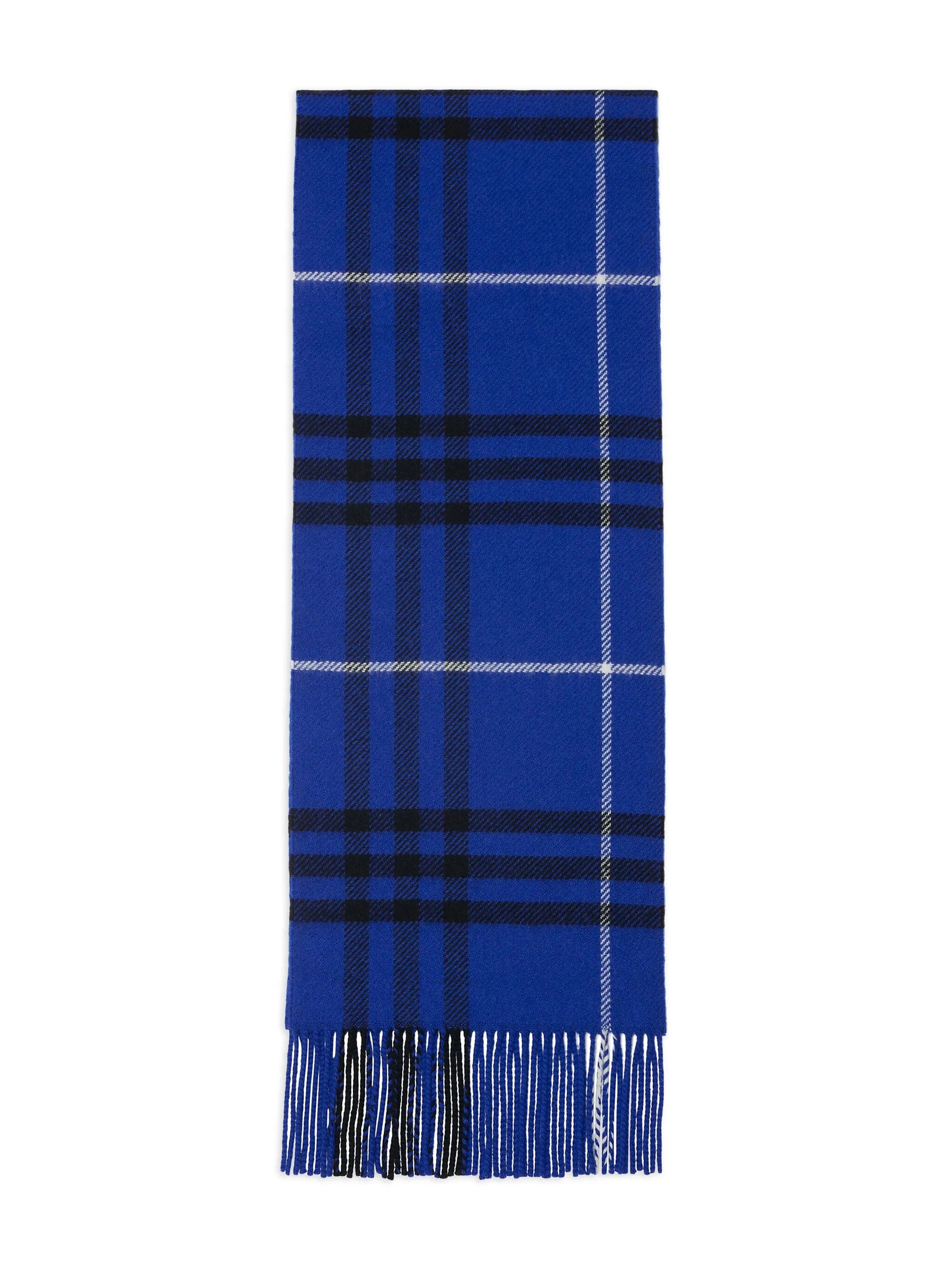 check-pattern fringed scarf