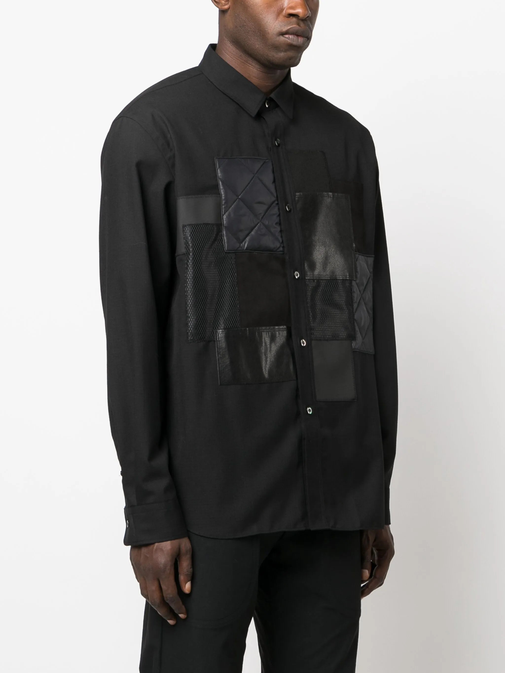 long-sleeve patchwork shirt