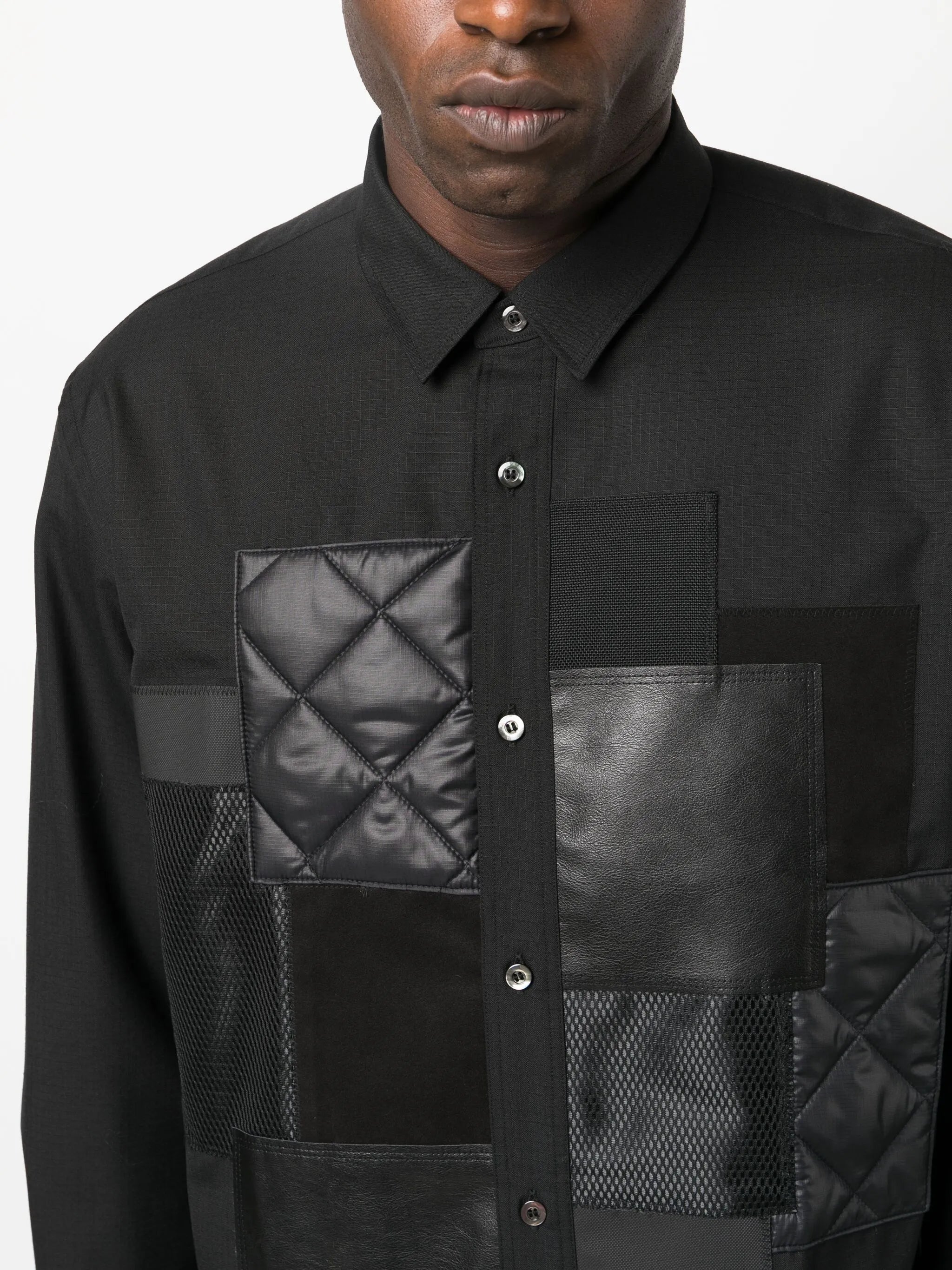 long-sleeve patchwork shirt