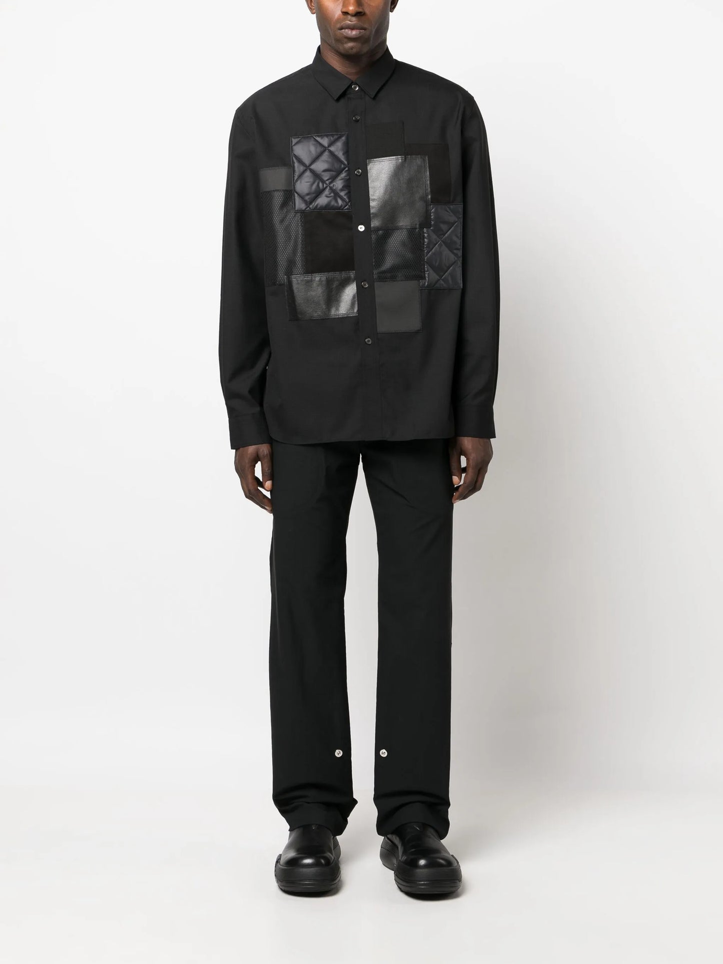 long-sleeve patchwork shirt