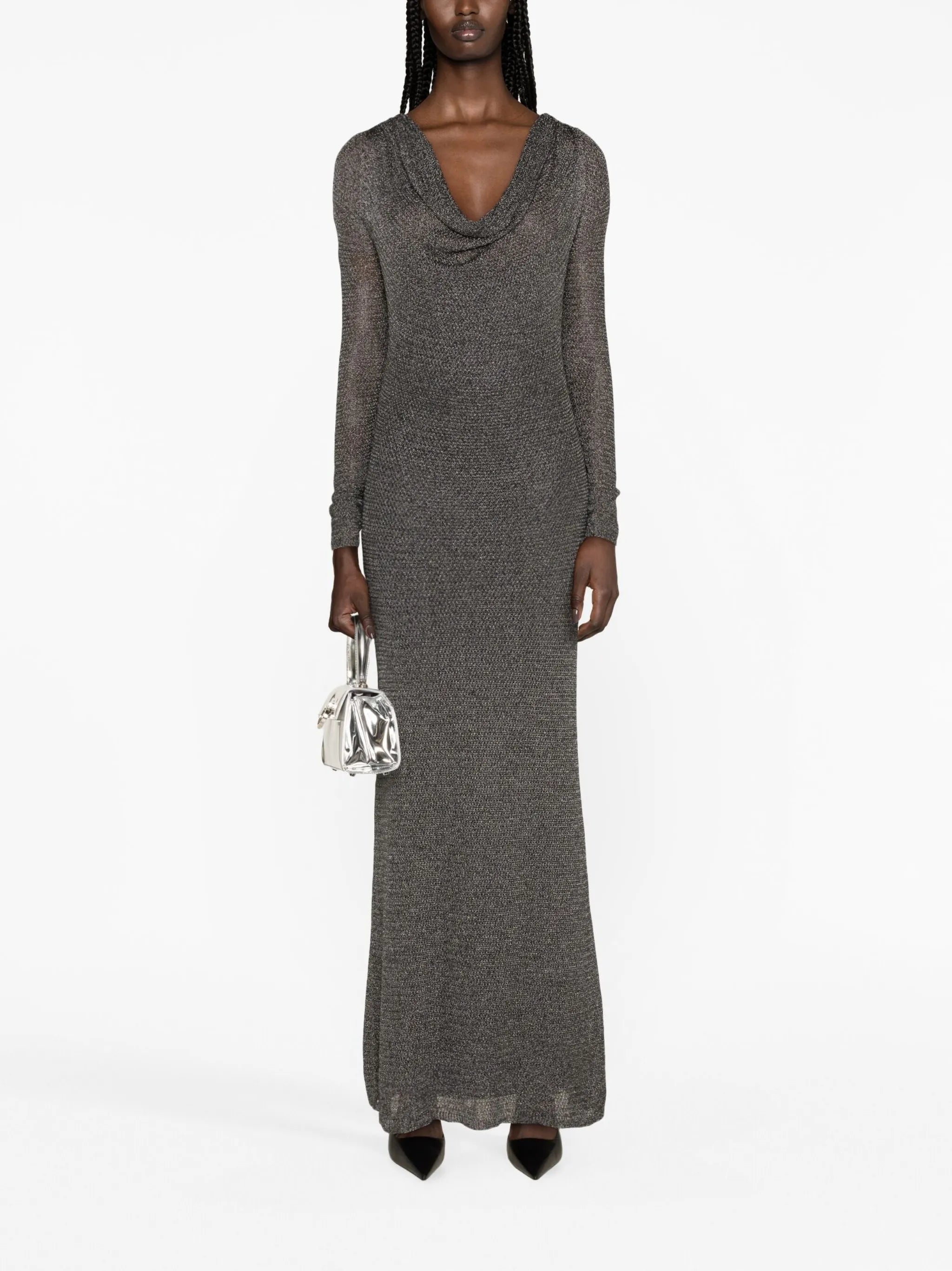 cowl-neck maxi dress