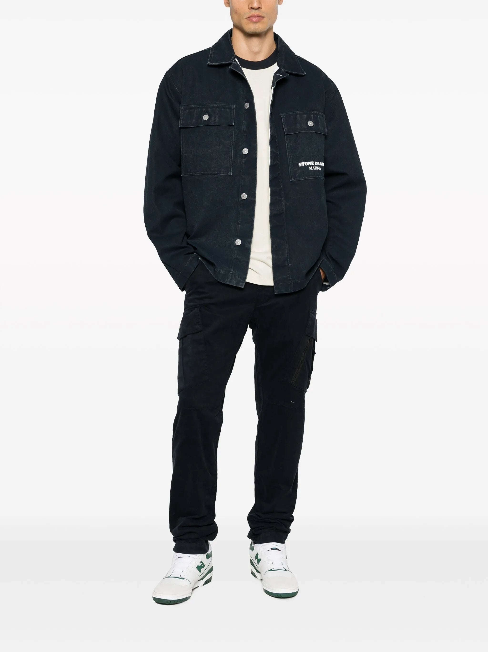 logo-embroidered denim jacket