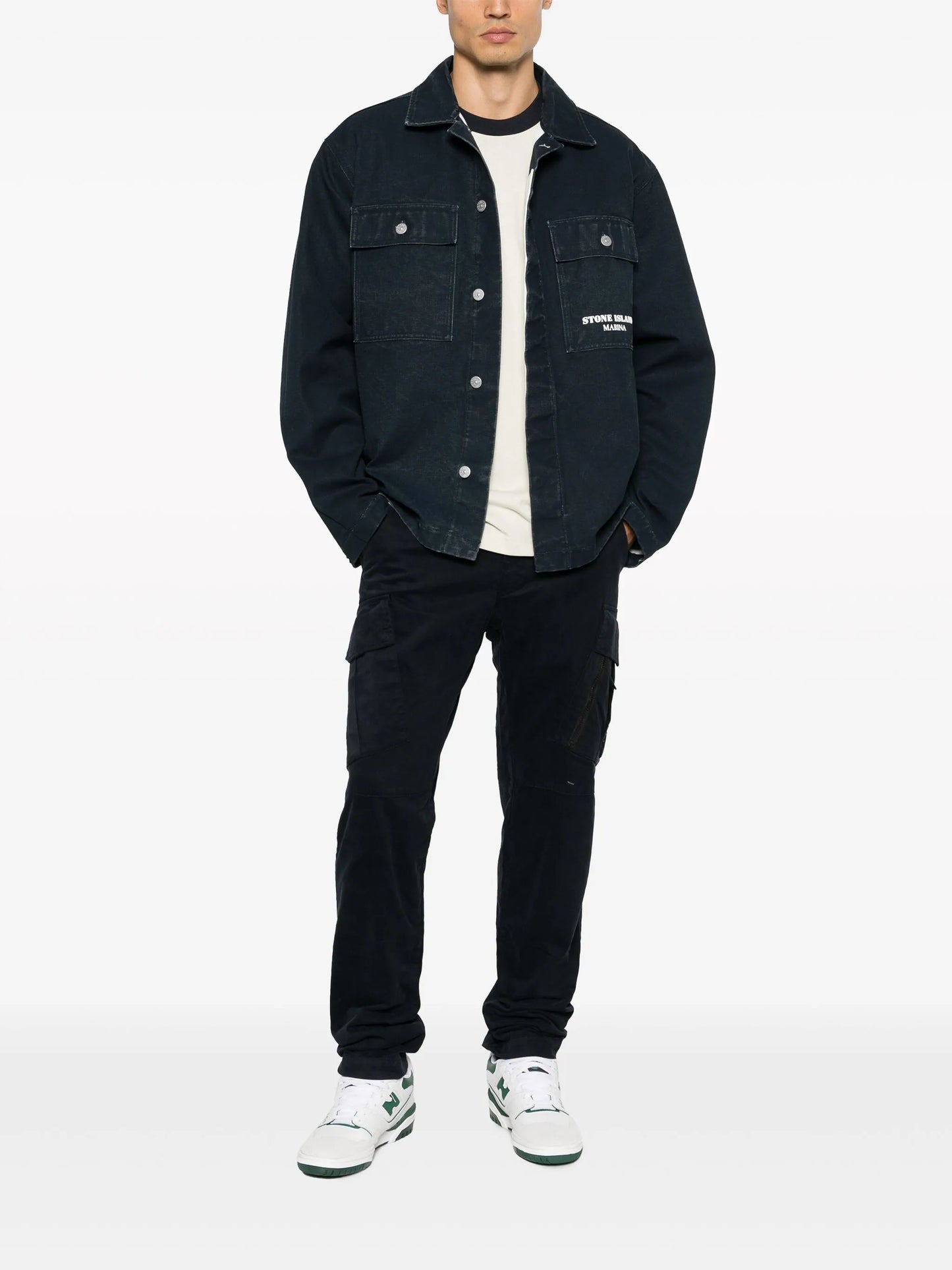 logo-embroidered denim jacket