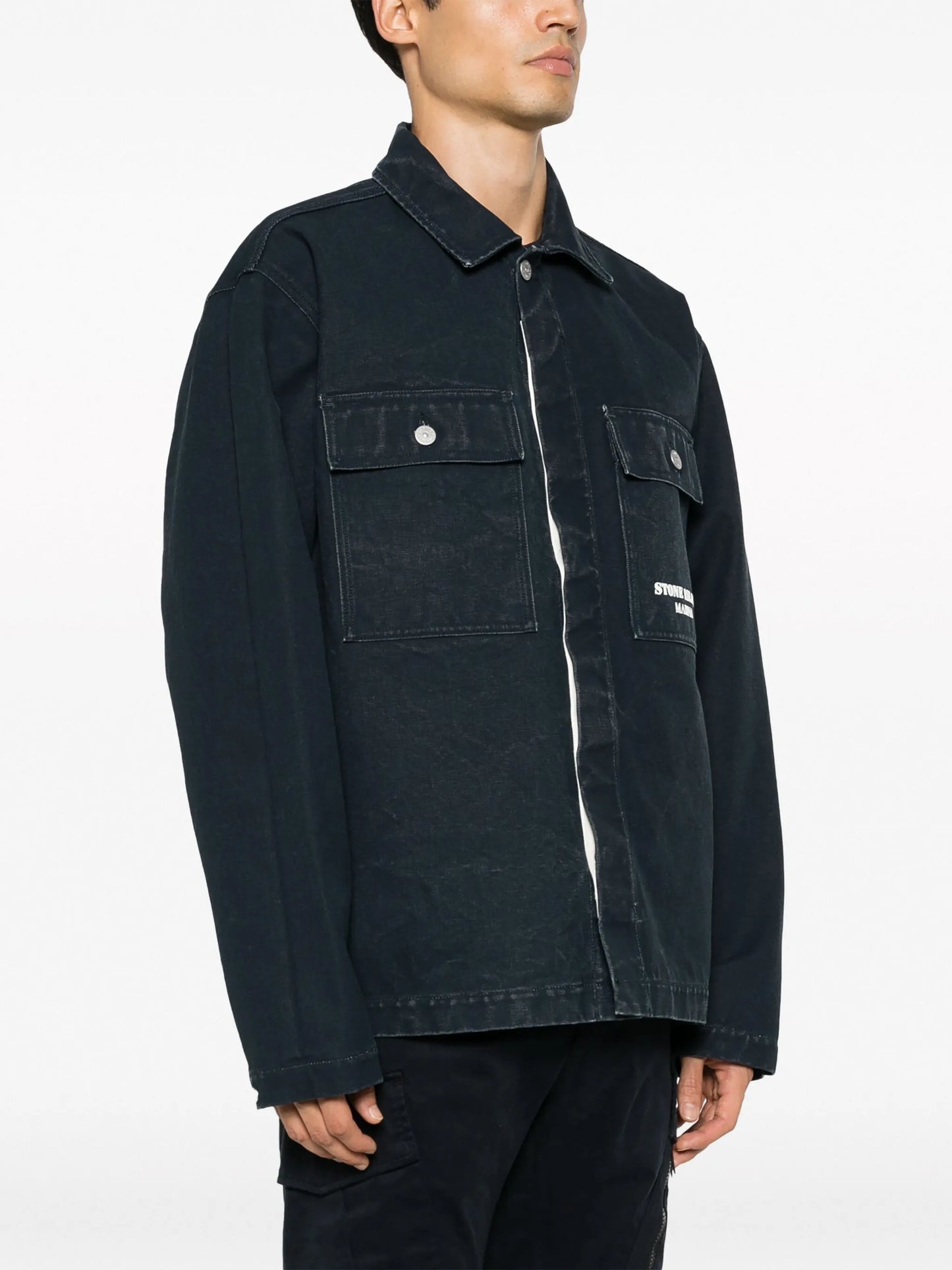 logo-embroidered denim jacket