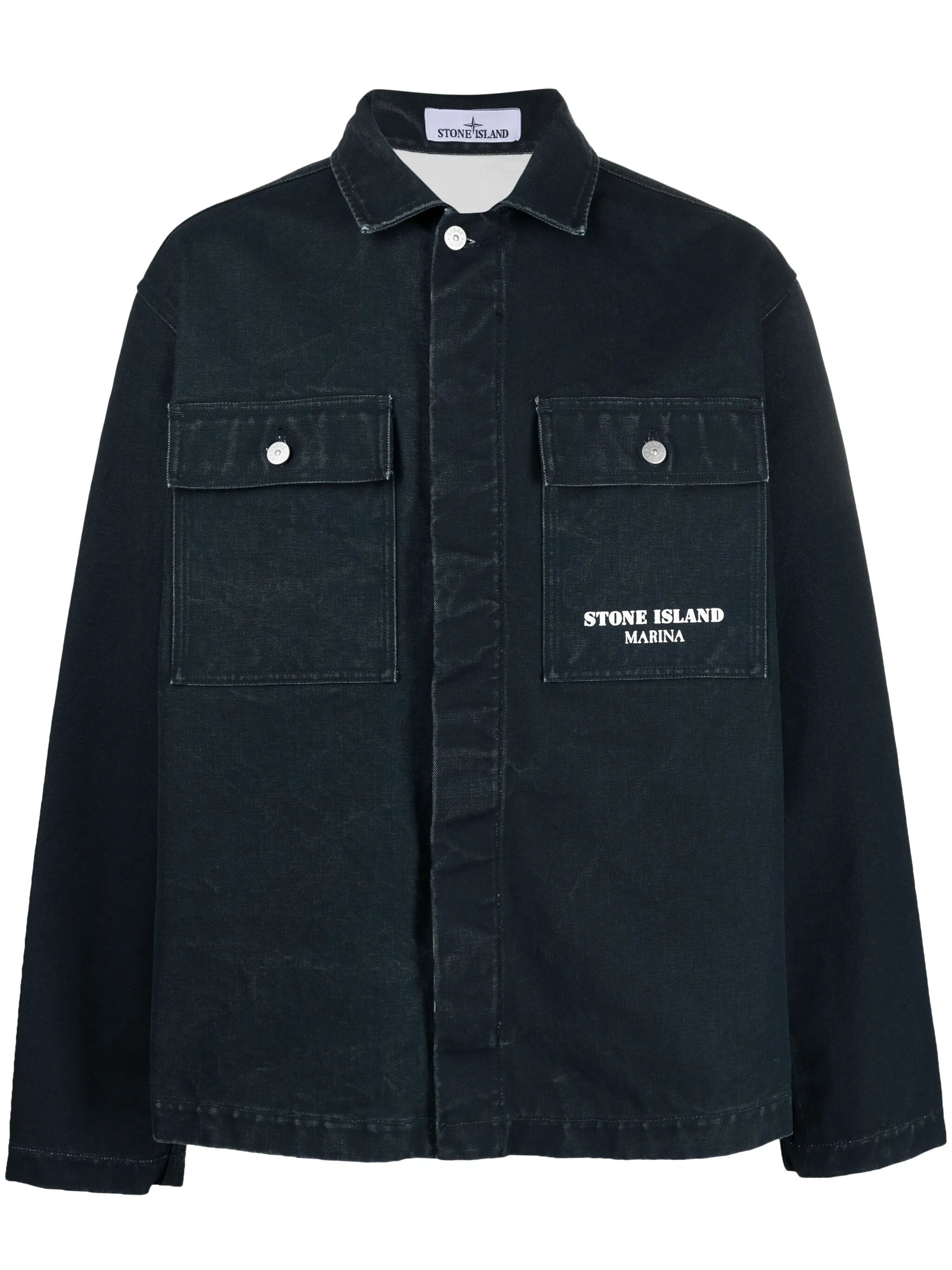 logo-embroidered denim jacket