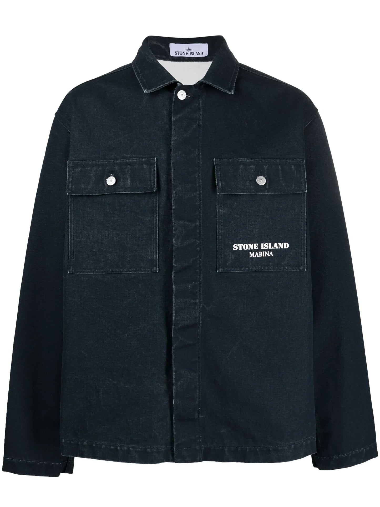 logo-embroidered denim jacket