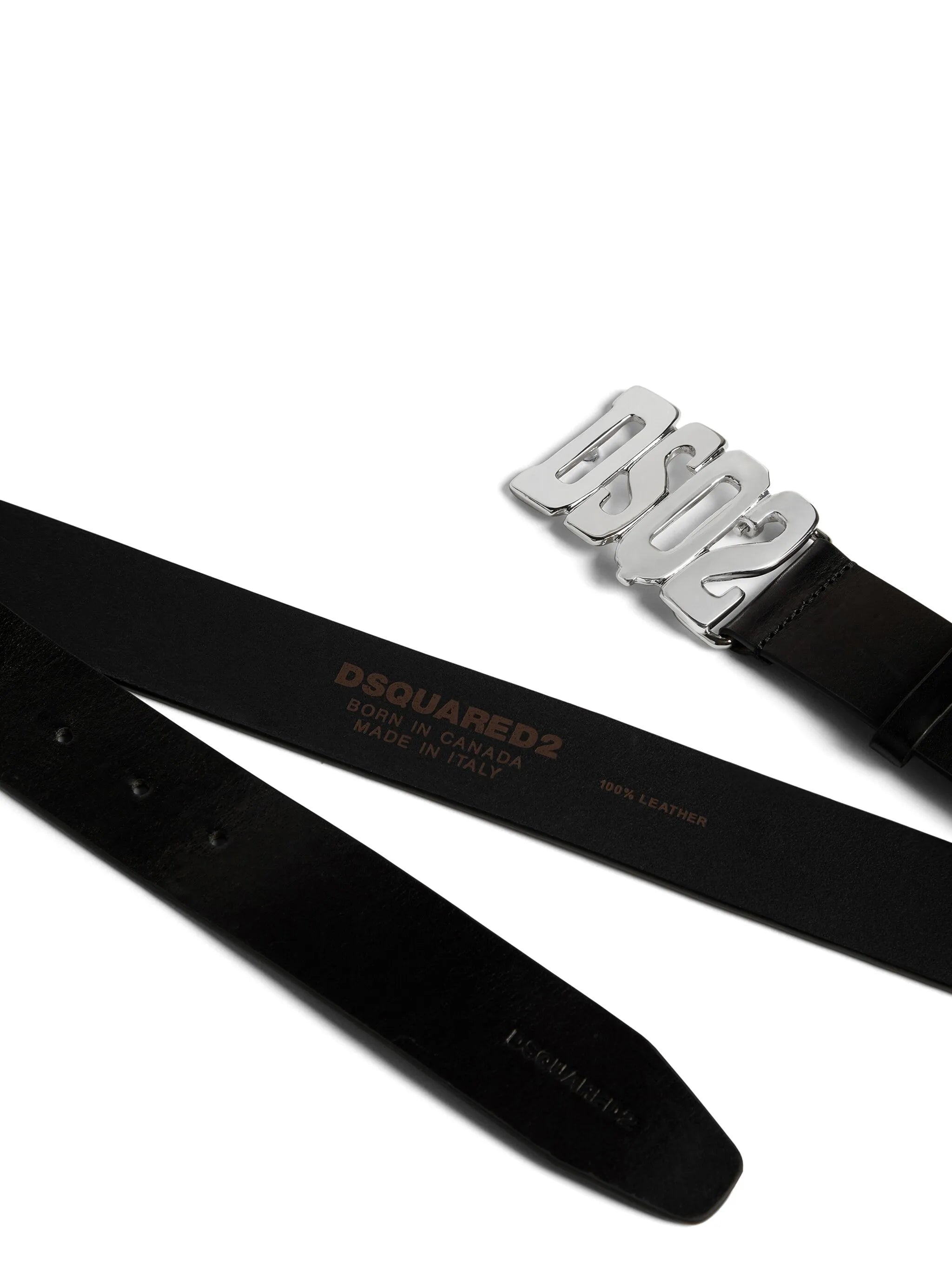logo-buckle leather belt