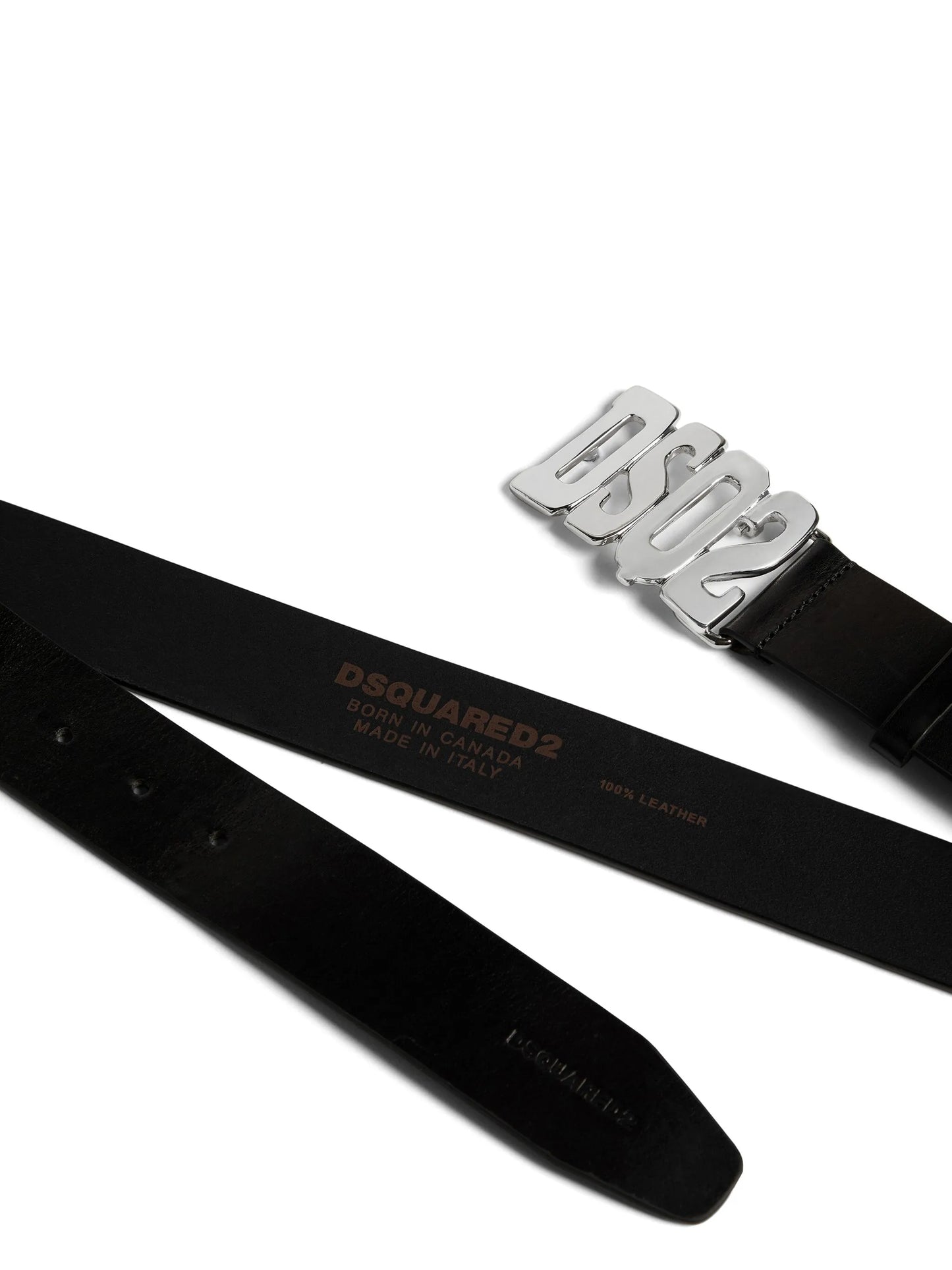 logo-buckle leather belt