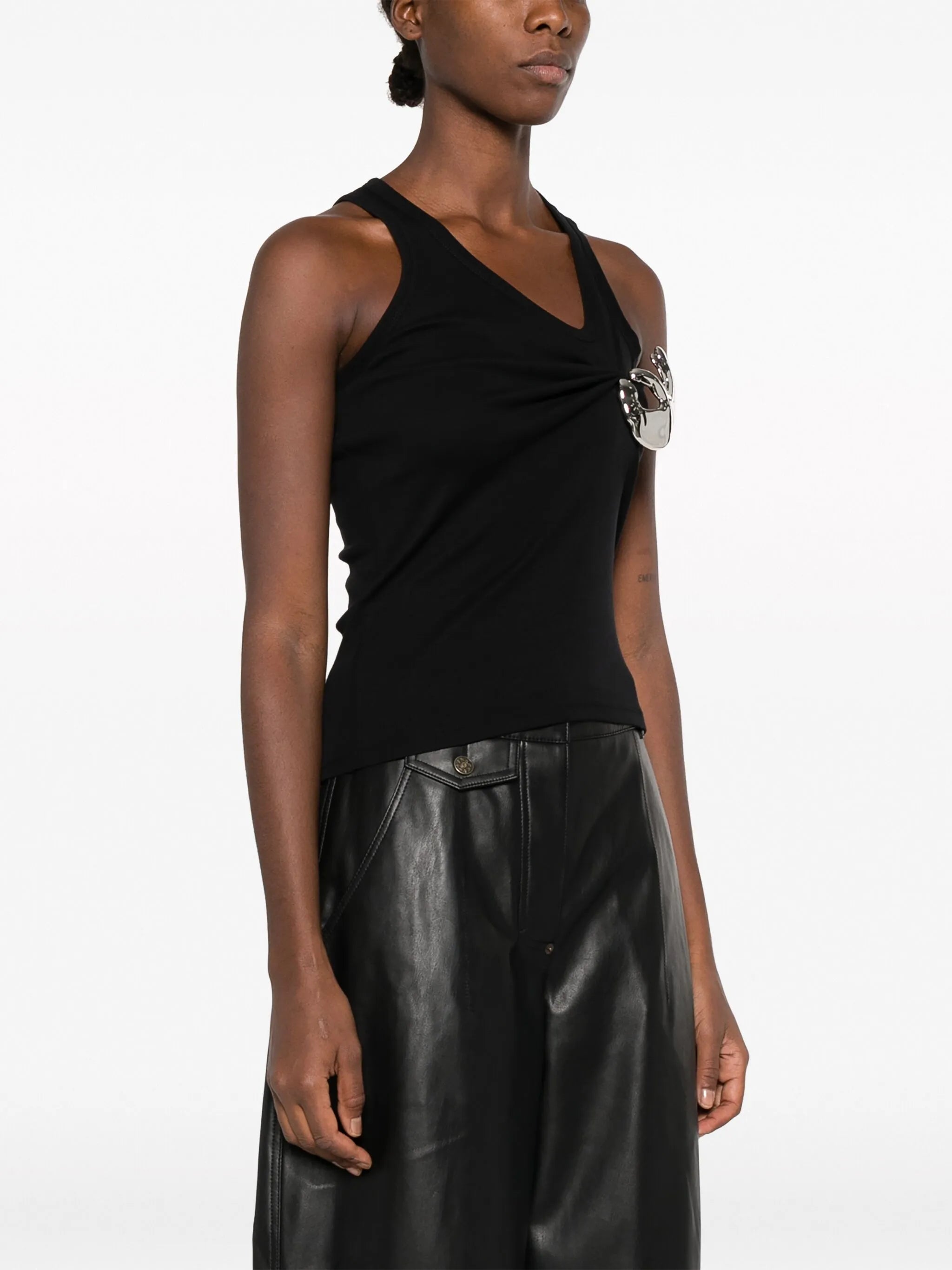 Emoji metal-embellished cotton tank top