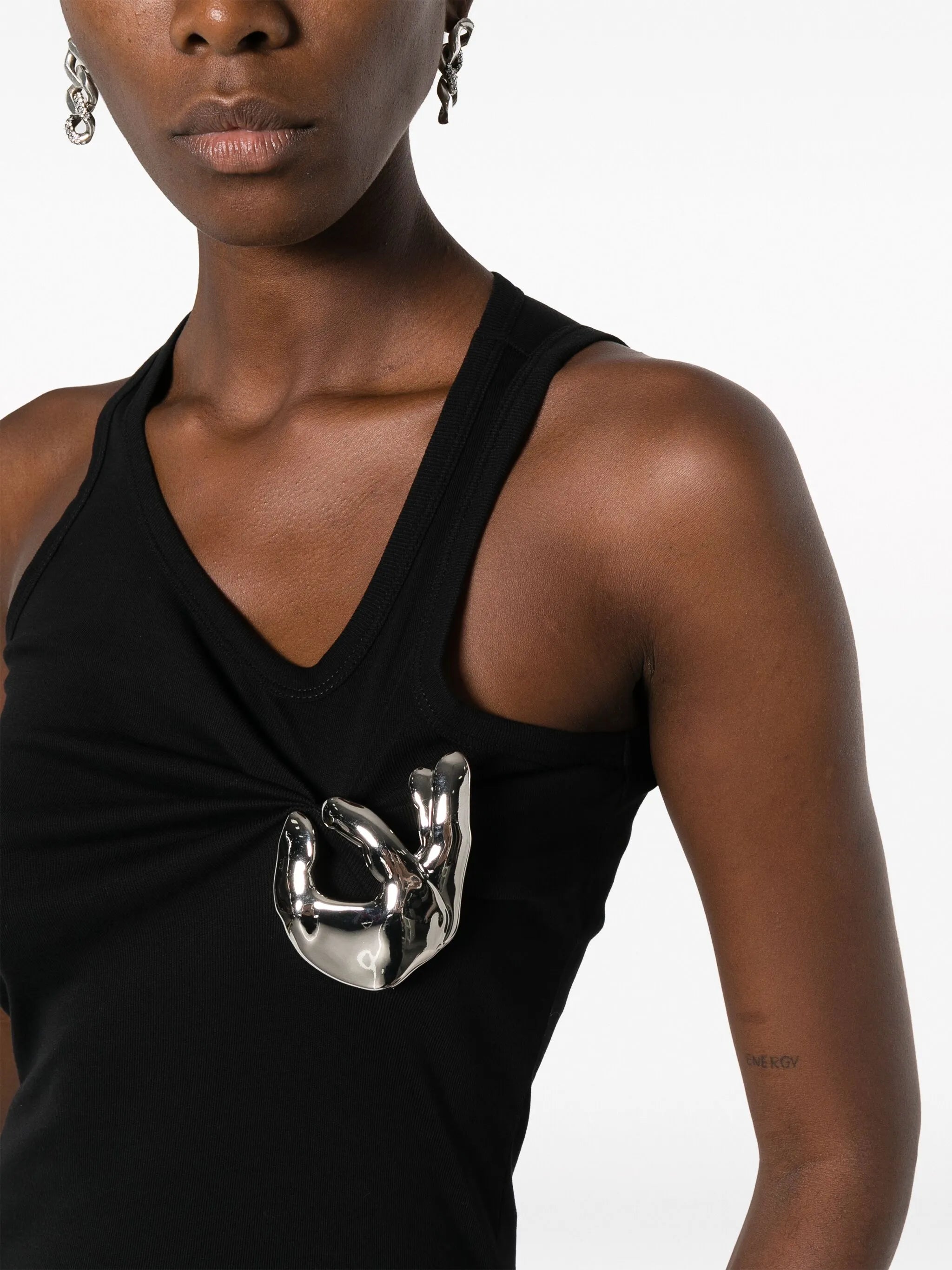 Emoji metal-embellished cotton tank top