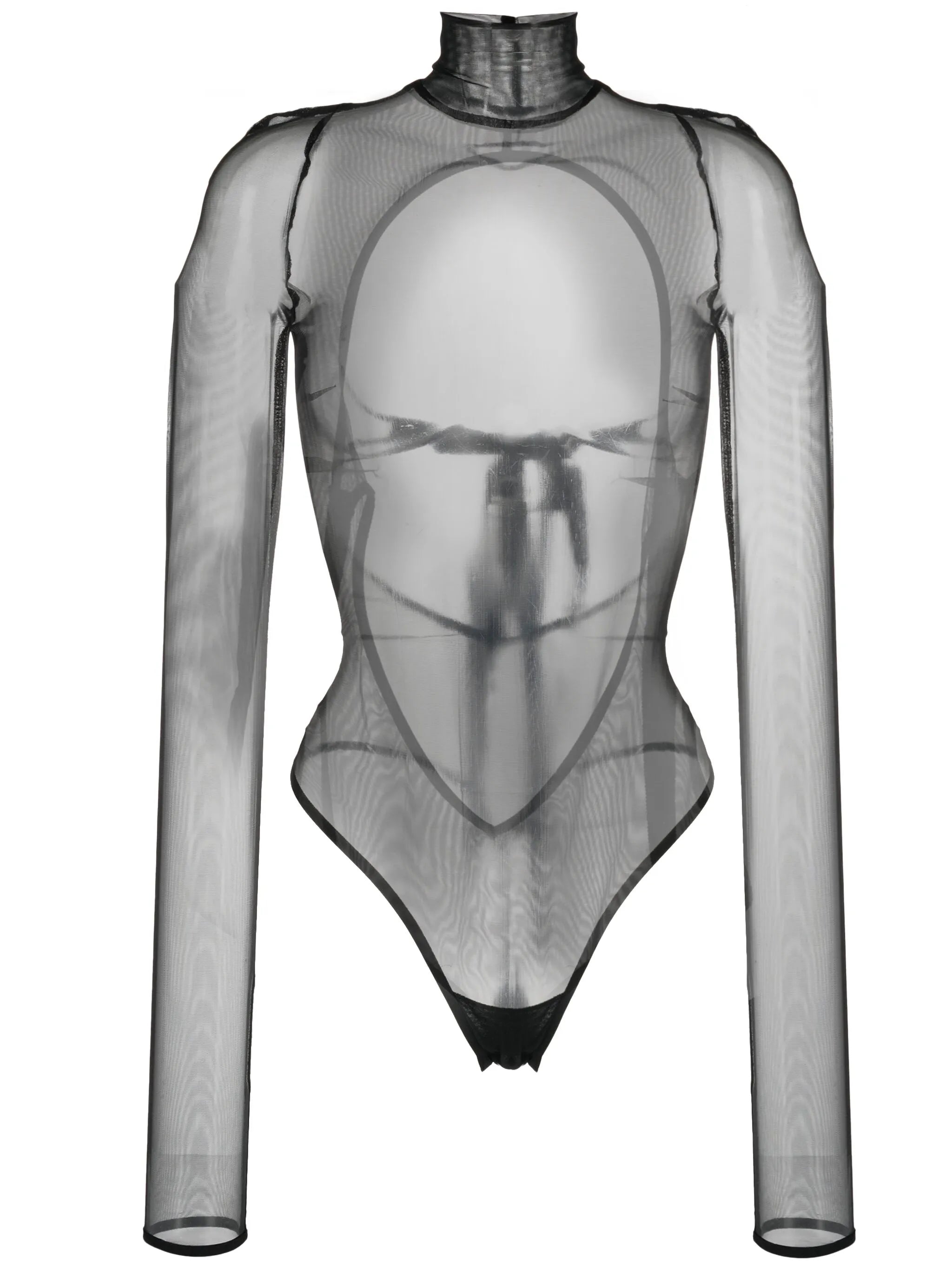 open-back roll-neck sheer top