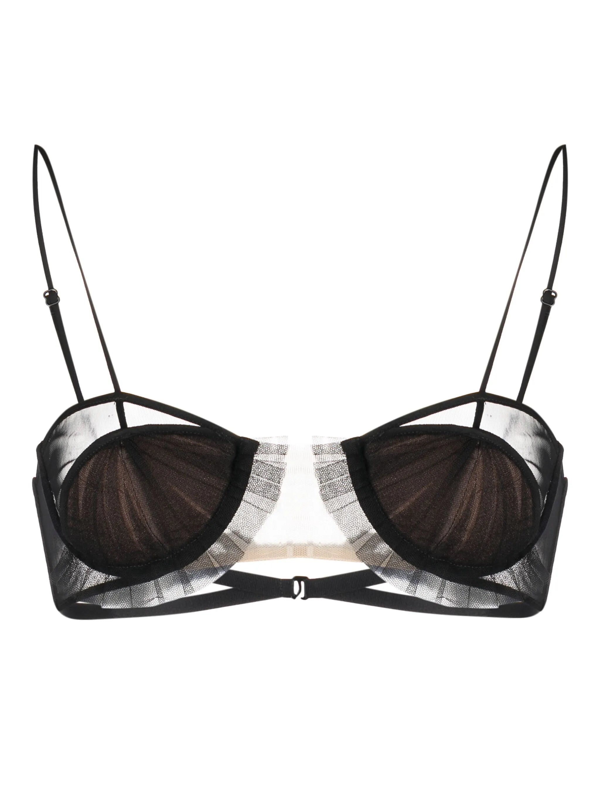 panelled semi-sheer bra