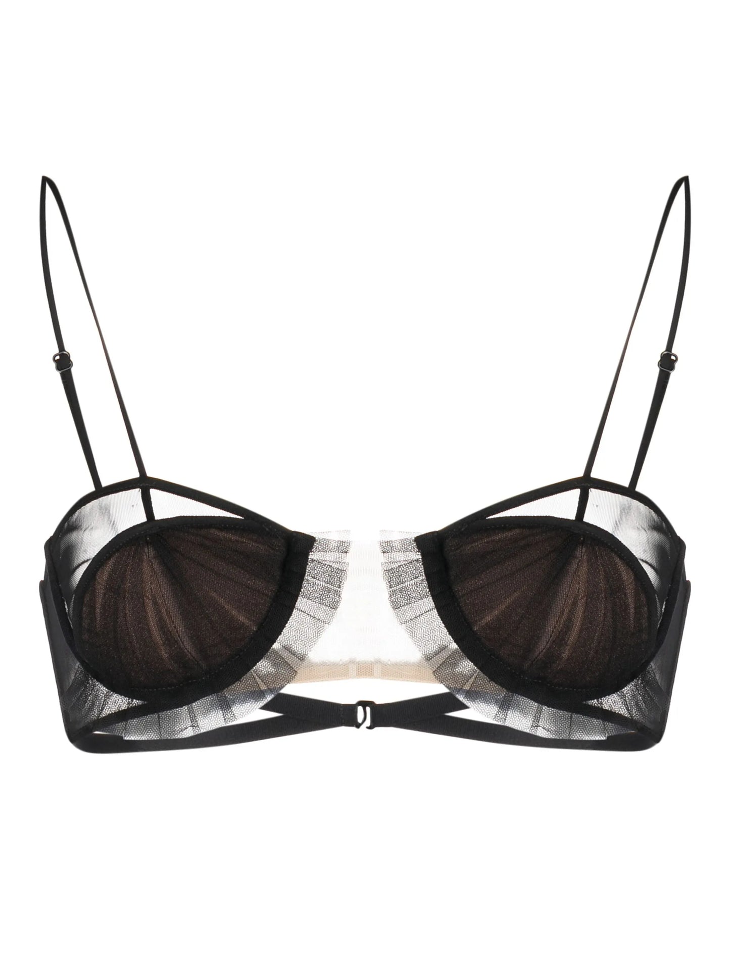 panelled semi-sheer bra