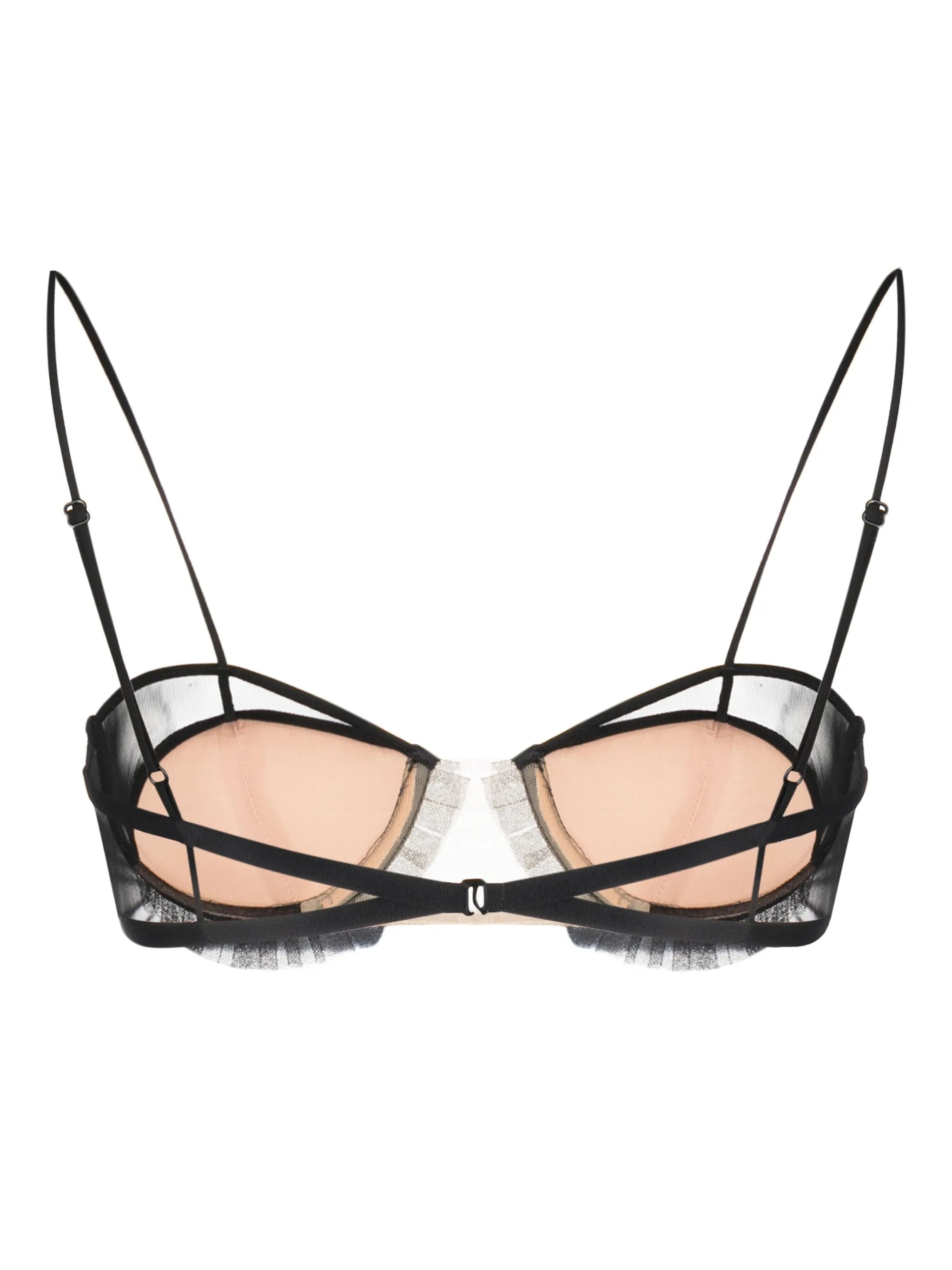 panelled semi-sheer bra