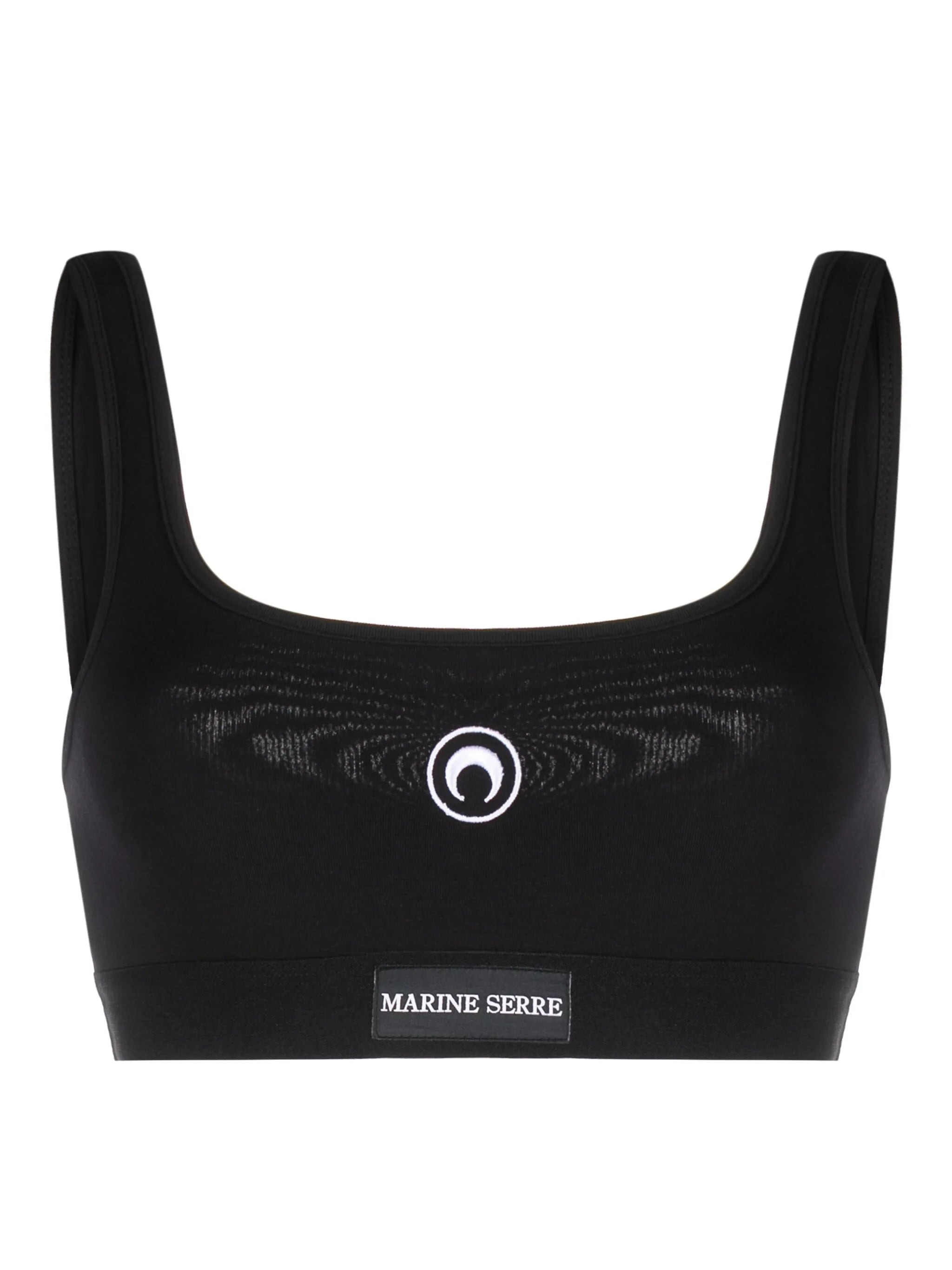 logo-patch scoop-neck cotton bra