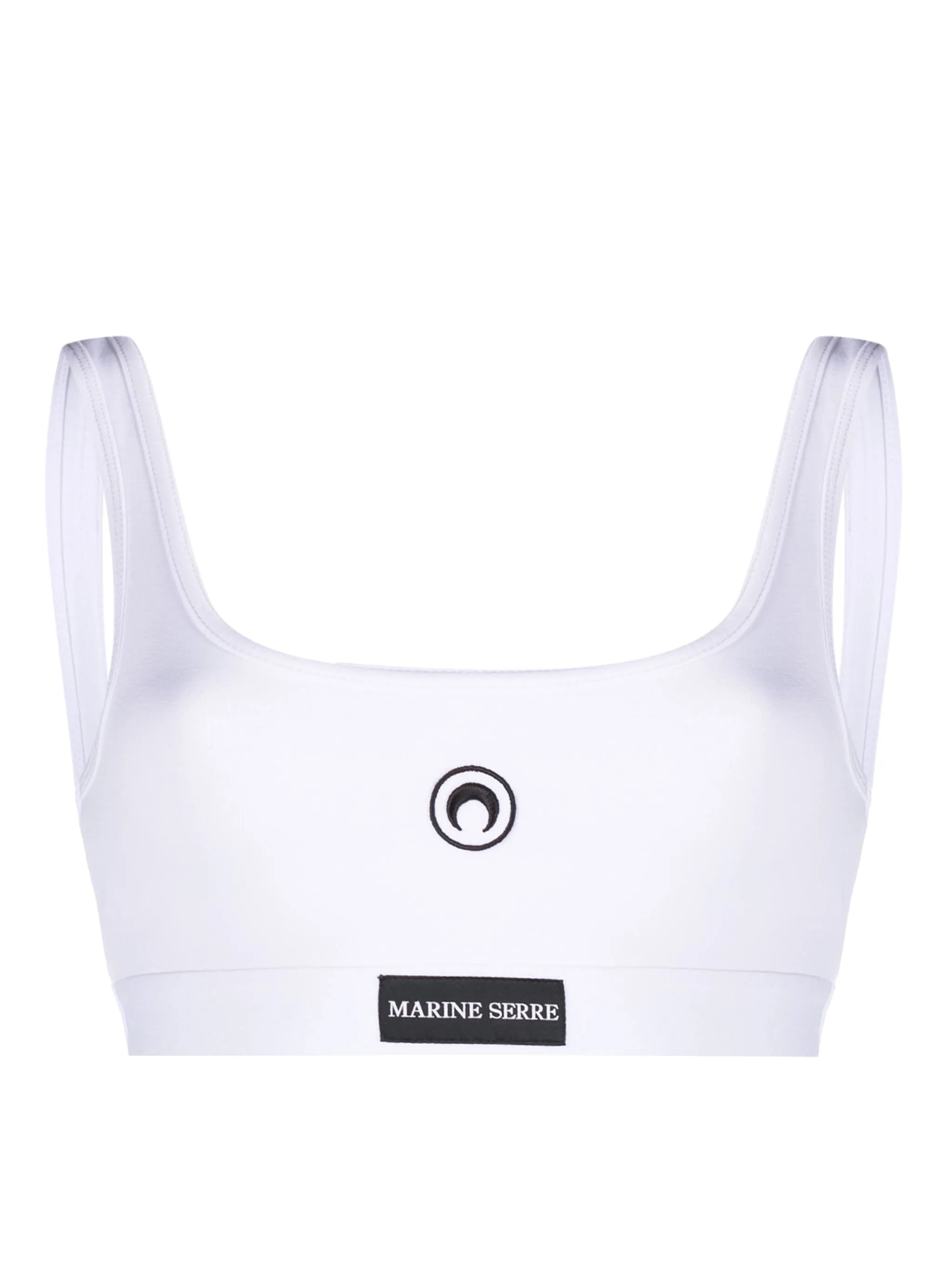 logo-patch scoop-neck cotton bra
