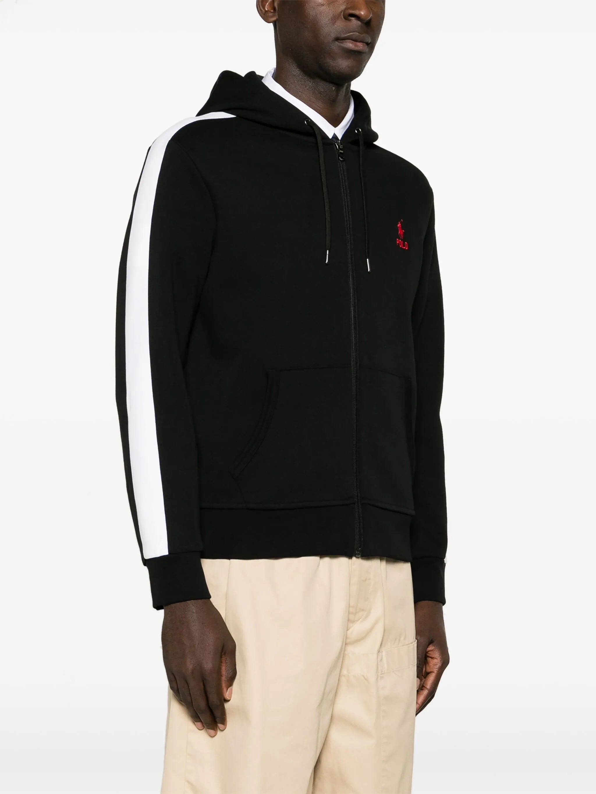 stripe-detail zip-up hoodie