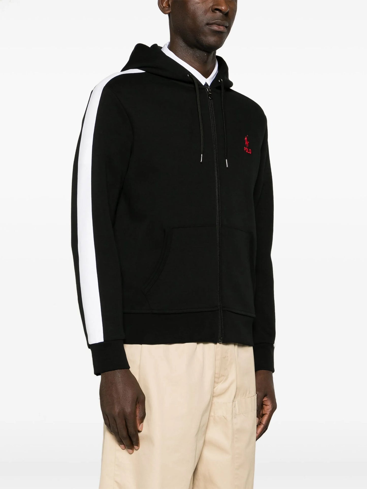 stripe-detail zip-up hoodie