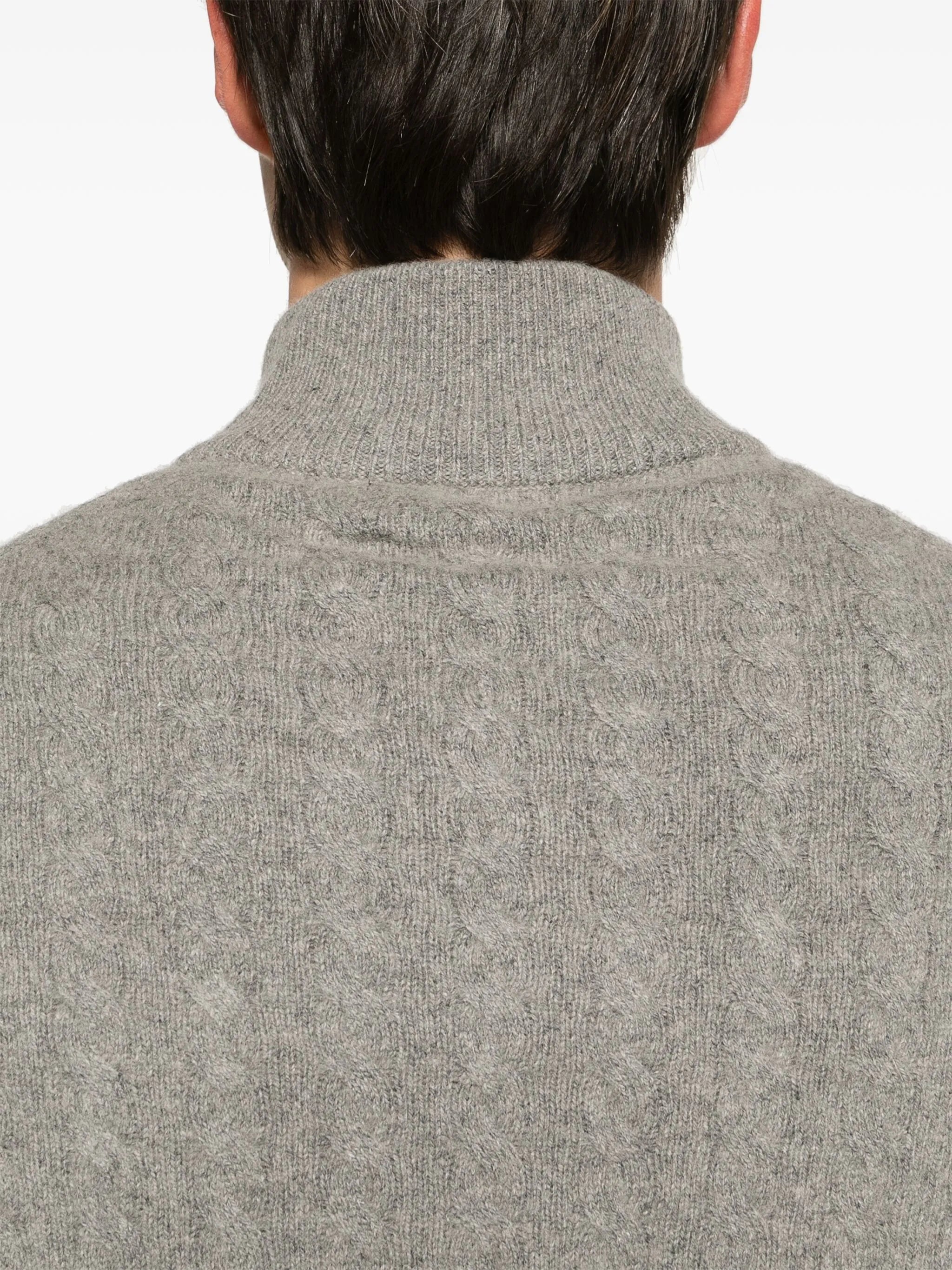 Pony-embroidered cable-knit jumper