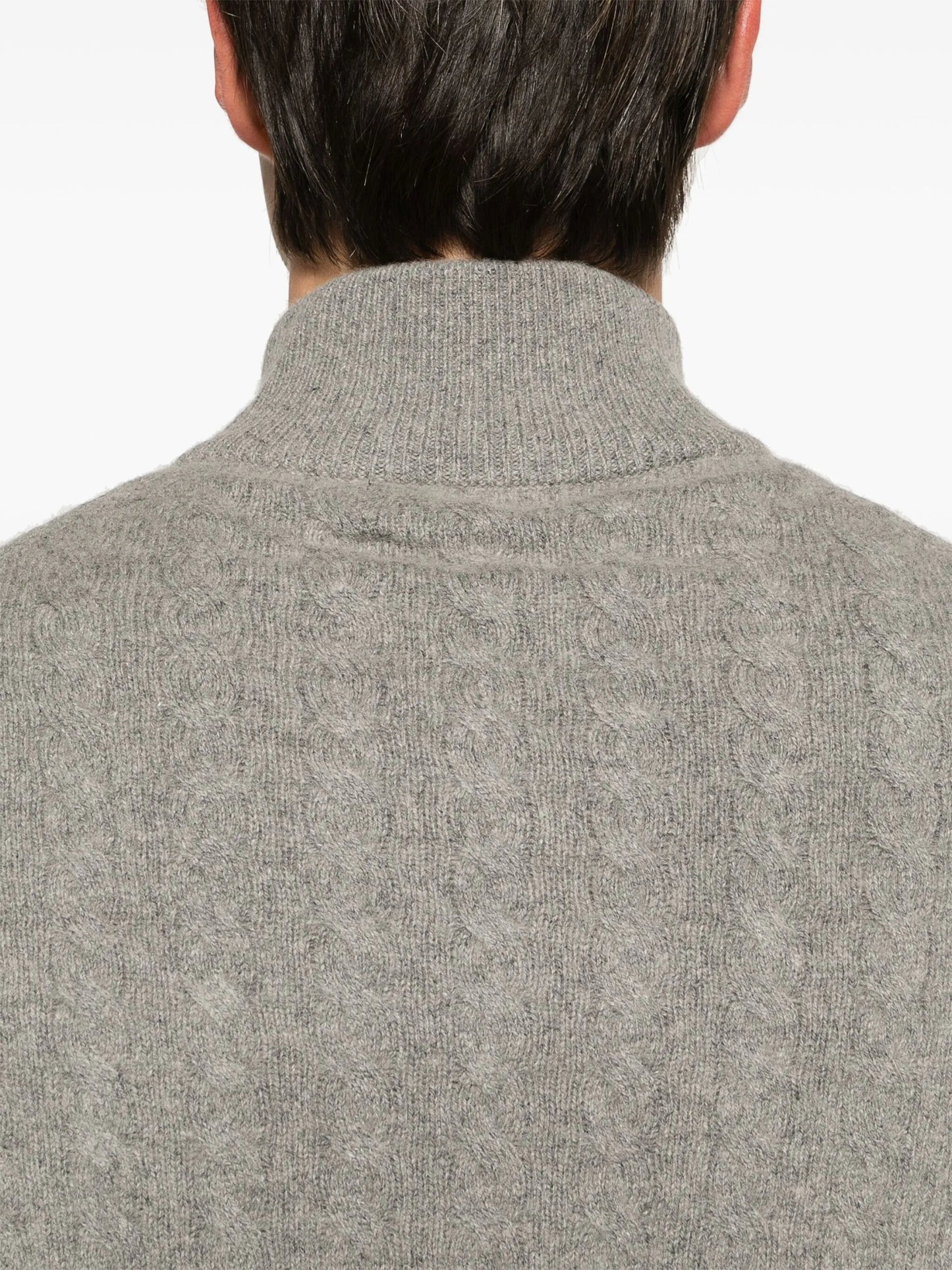 Pony-embroidered cable-knit jumper