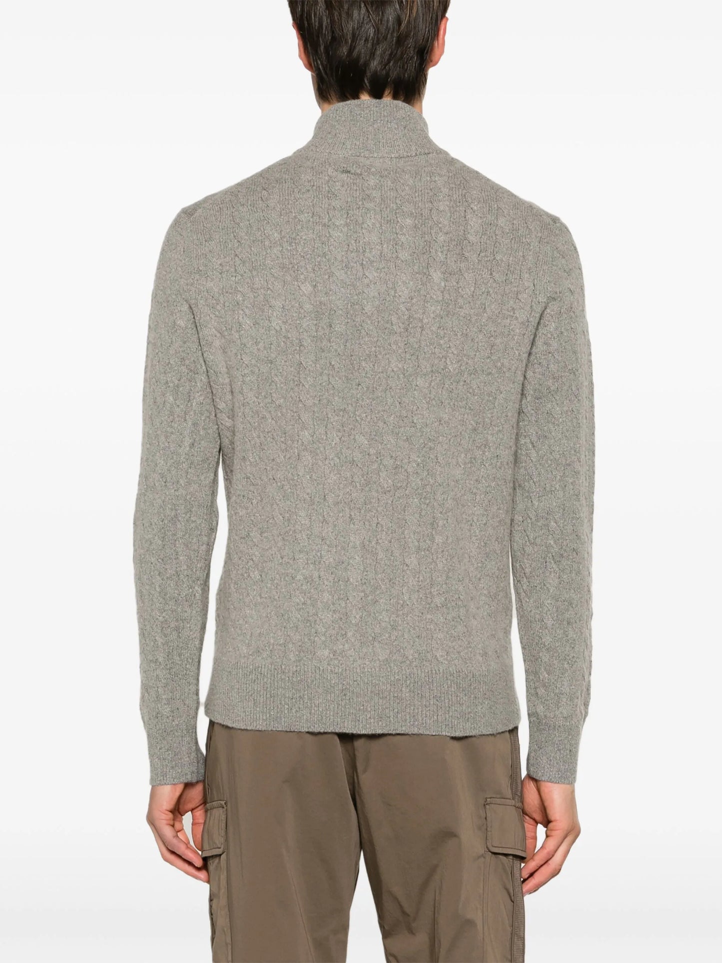 Pony-embroidered cable-knit jumper