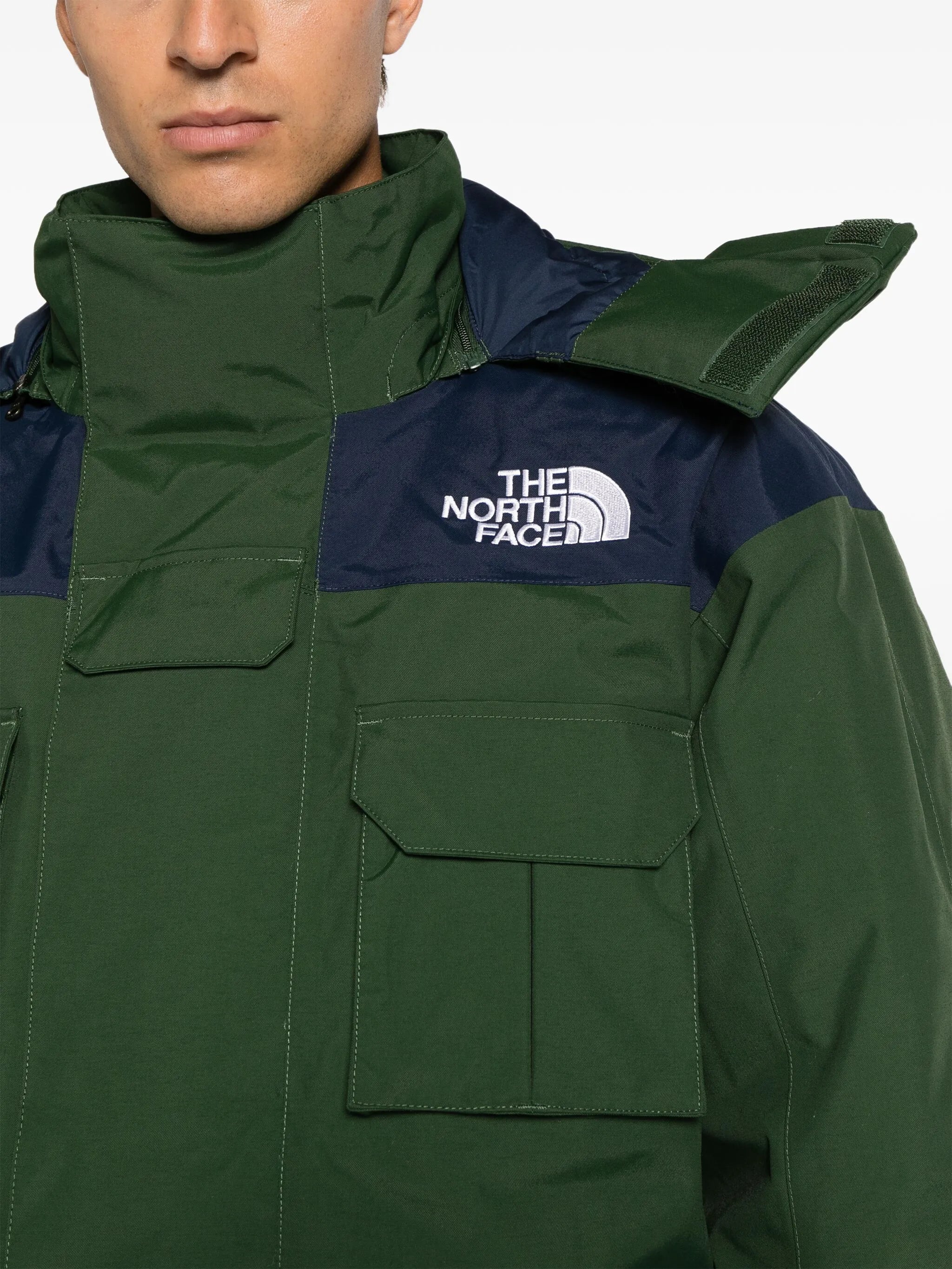 logo-embroidered padded-design coat