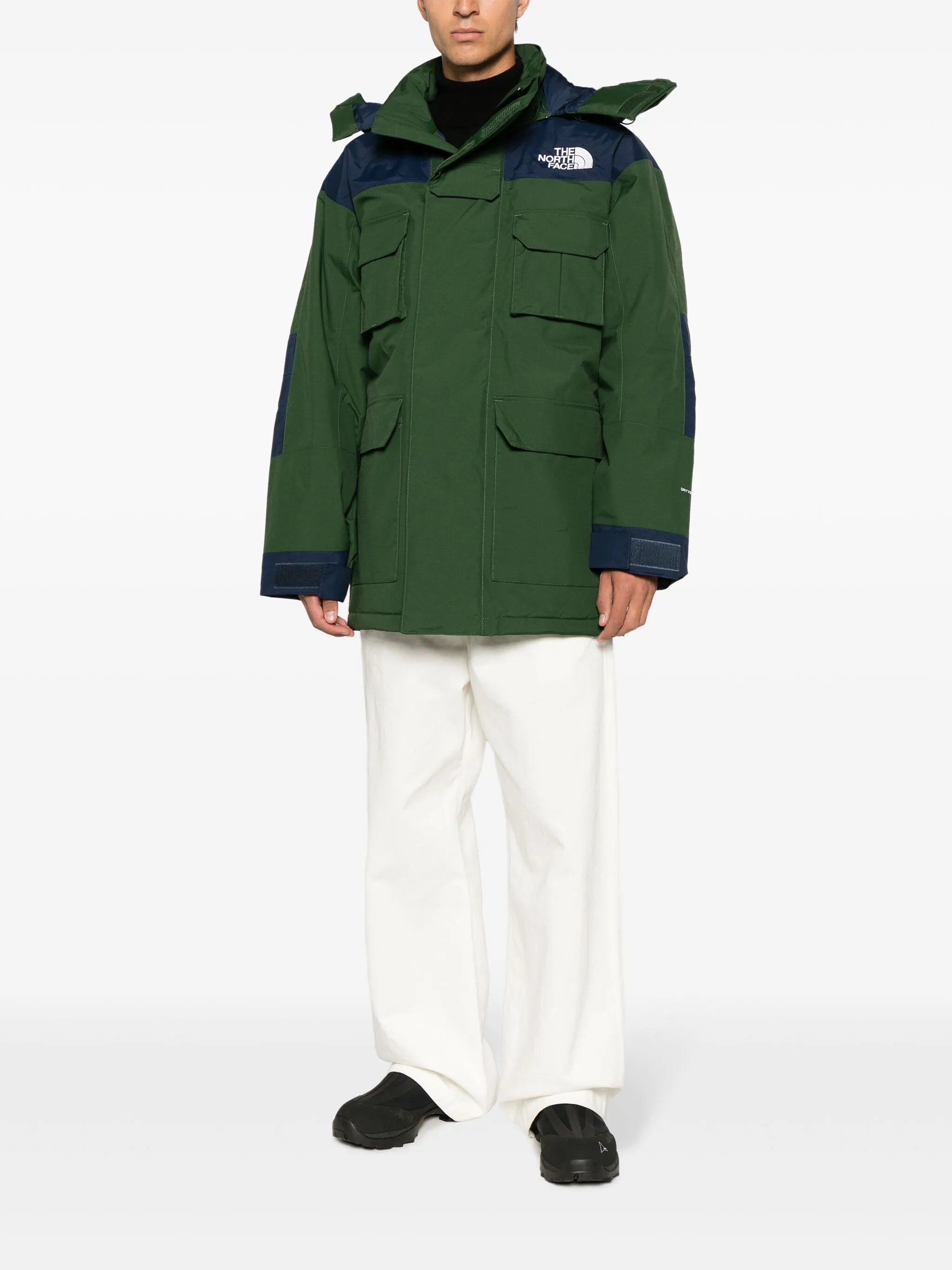 logo-embroidered padded-design coat