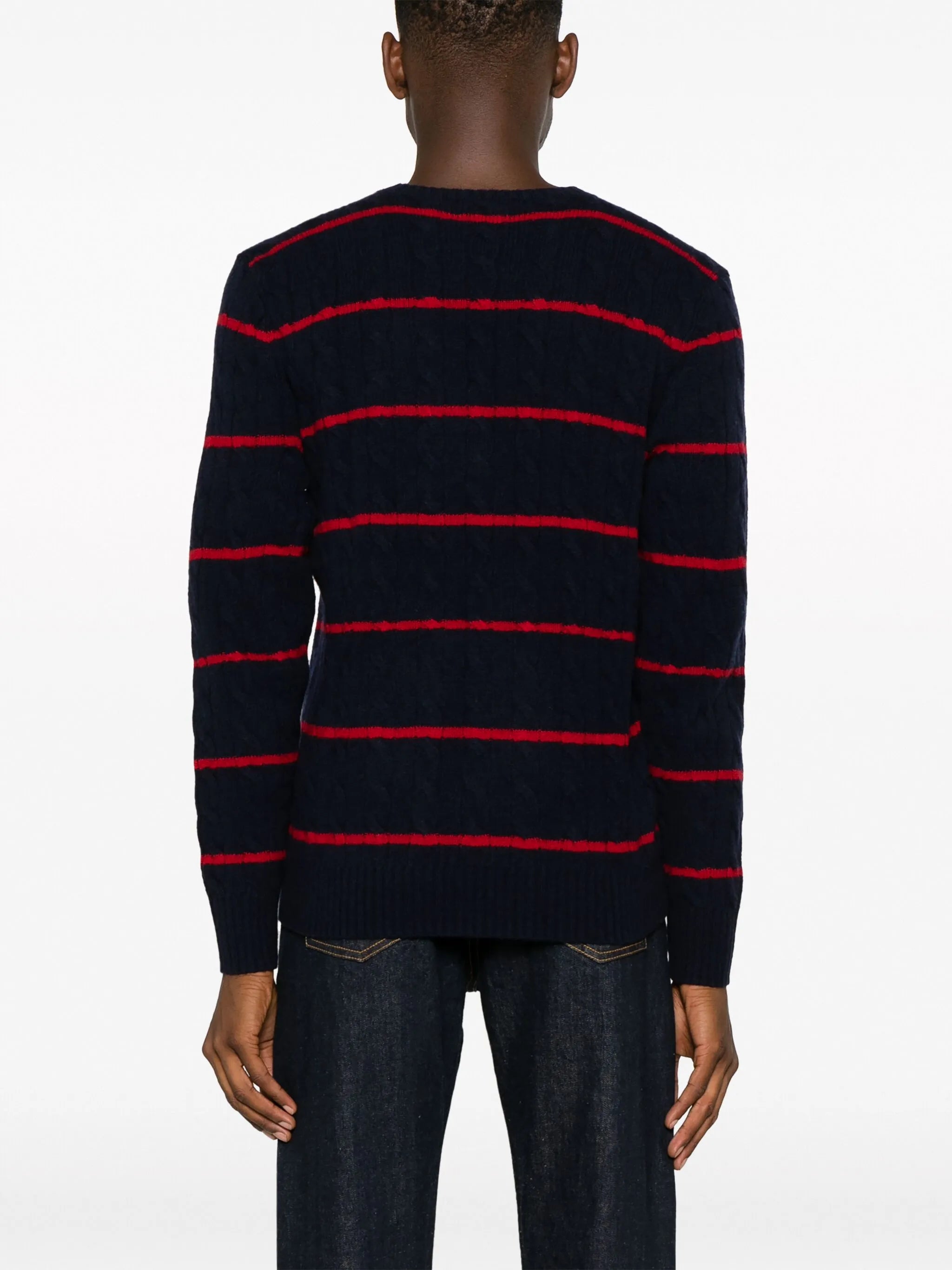 Polo Pony striped cable-knit jumper