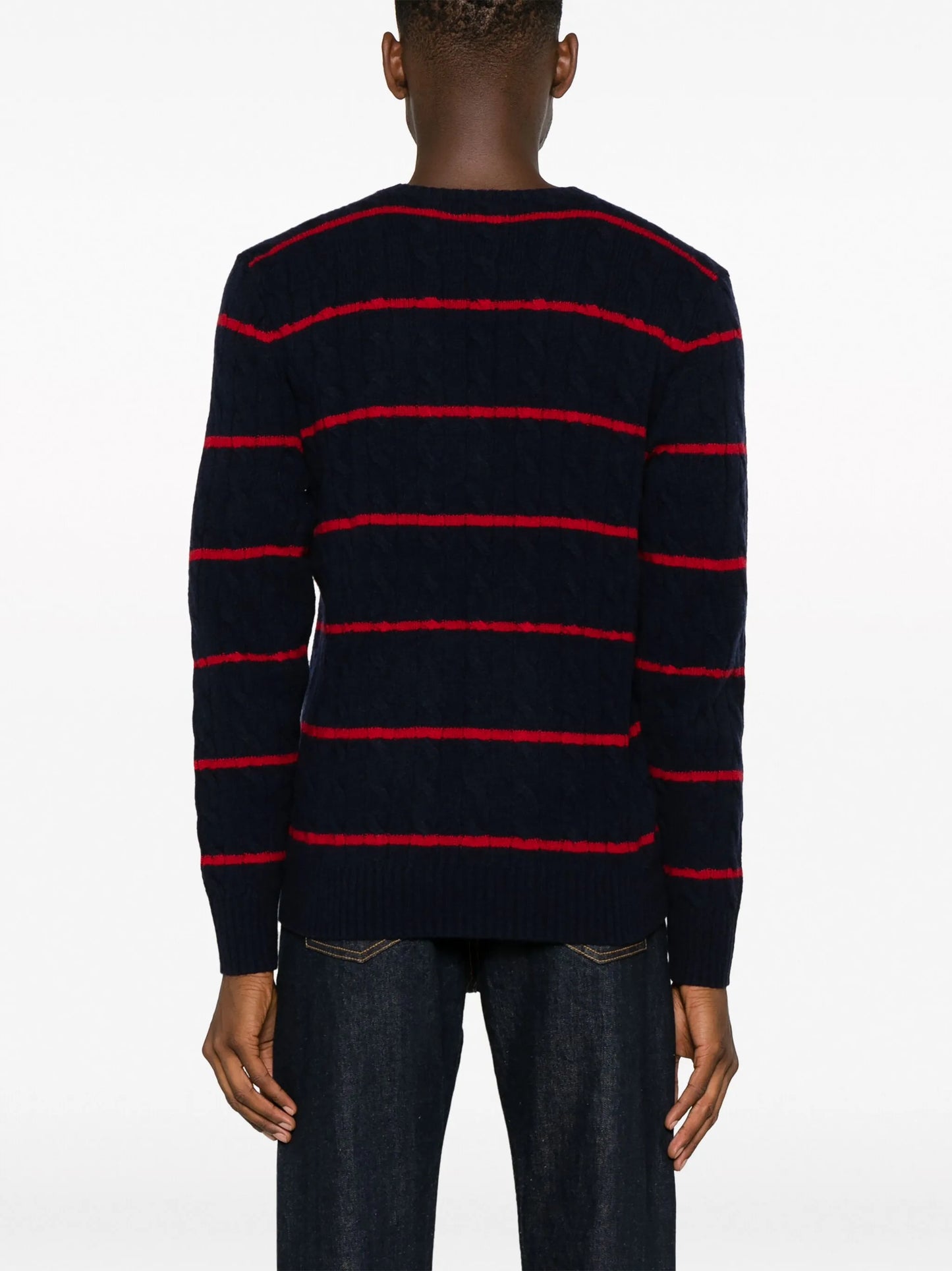 Polo Pony striped cable-knit jumper