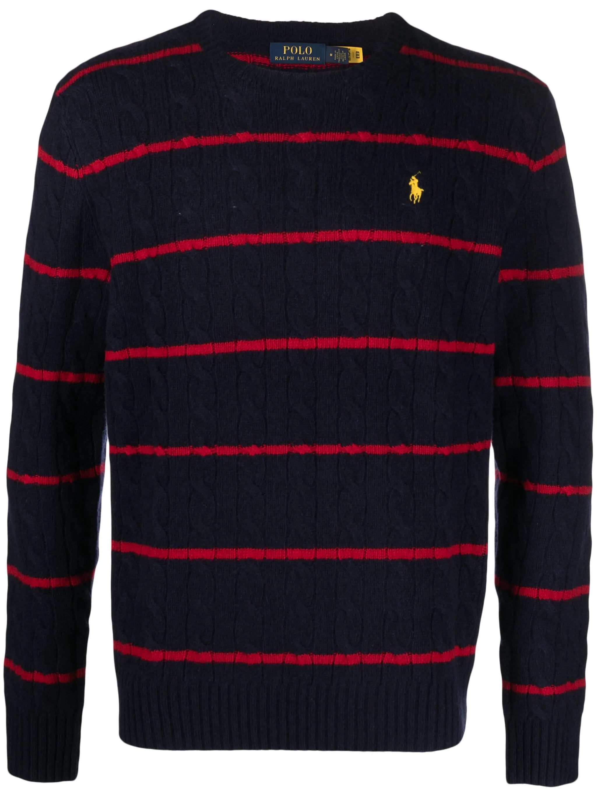 Polo Pony striped cable-knit jumper