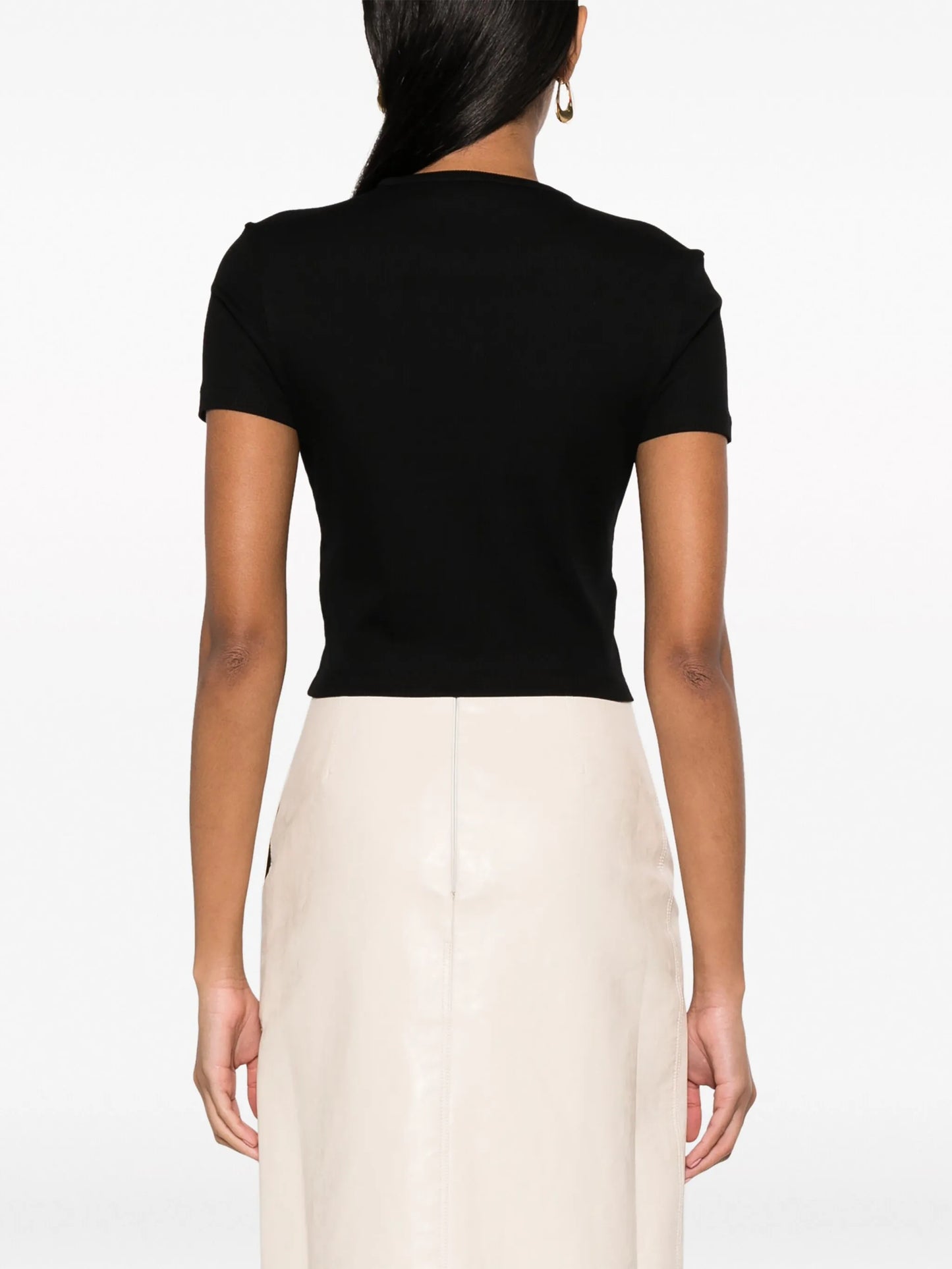 logo-embroidered cropped cotton-blend T-shirt
