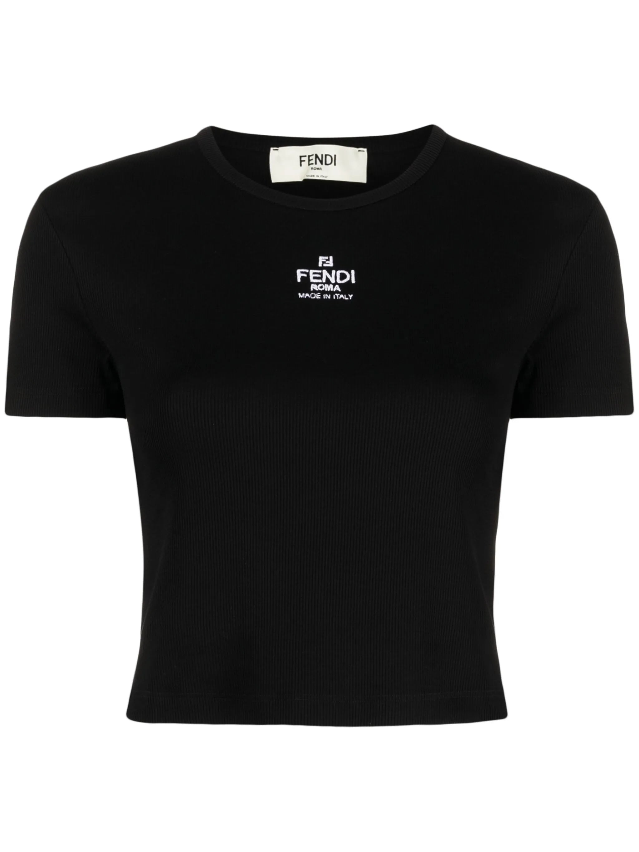 logo-embroidered cropped cotton-blend T-shirt